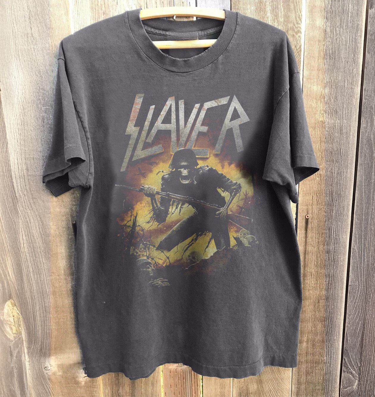 Slayer 2015 Tour Concert Rock Band Charcoal Heavy Cotton T-Shirt