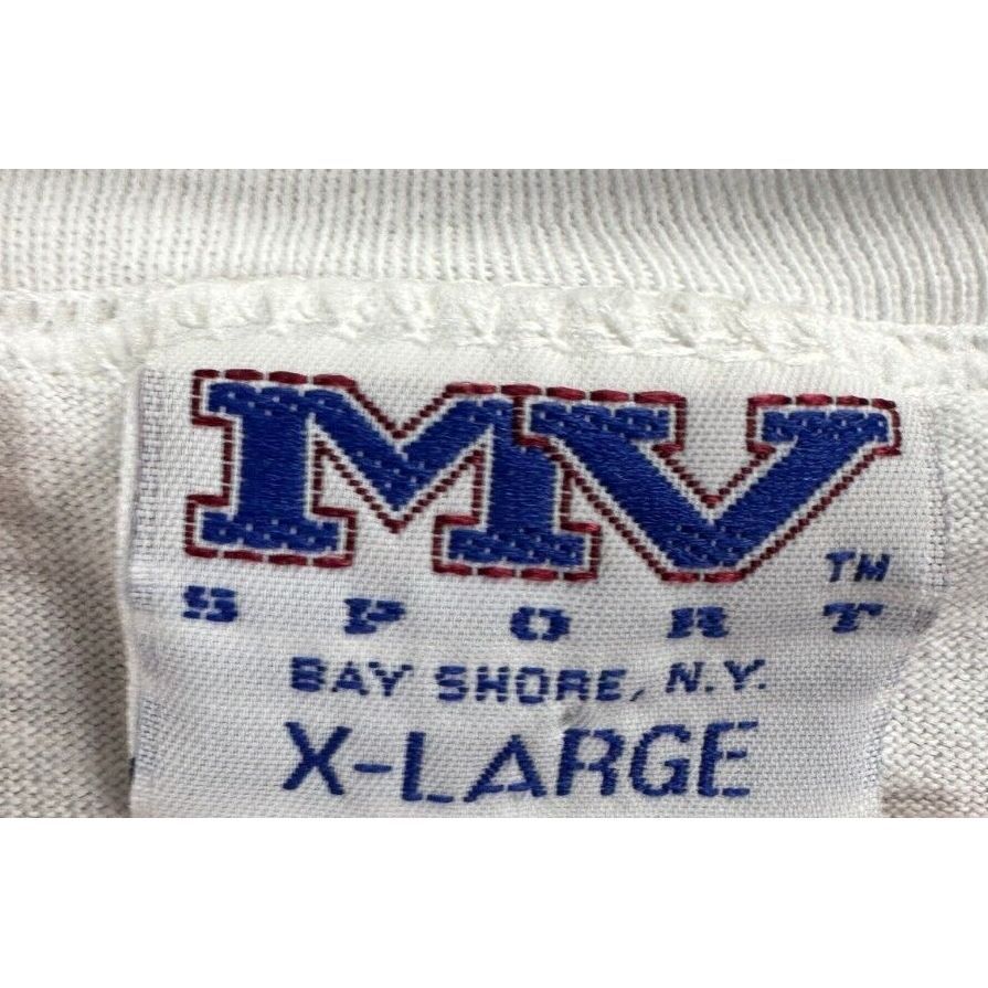 VINTAGE MV Sport T-Shirt Adult XL White Blue Single Stitch Tee Made In USA Mens
