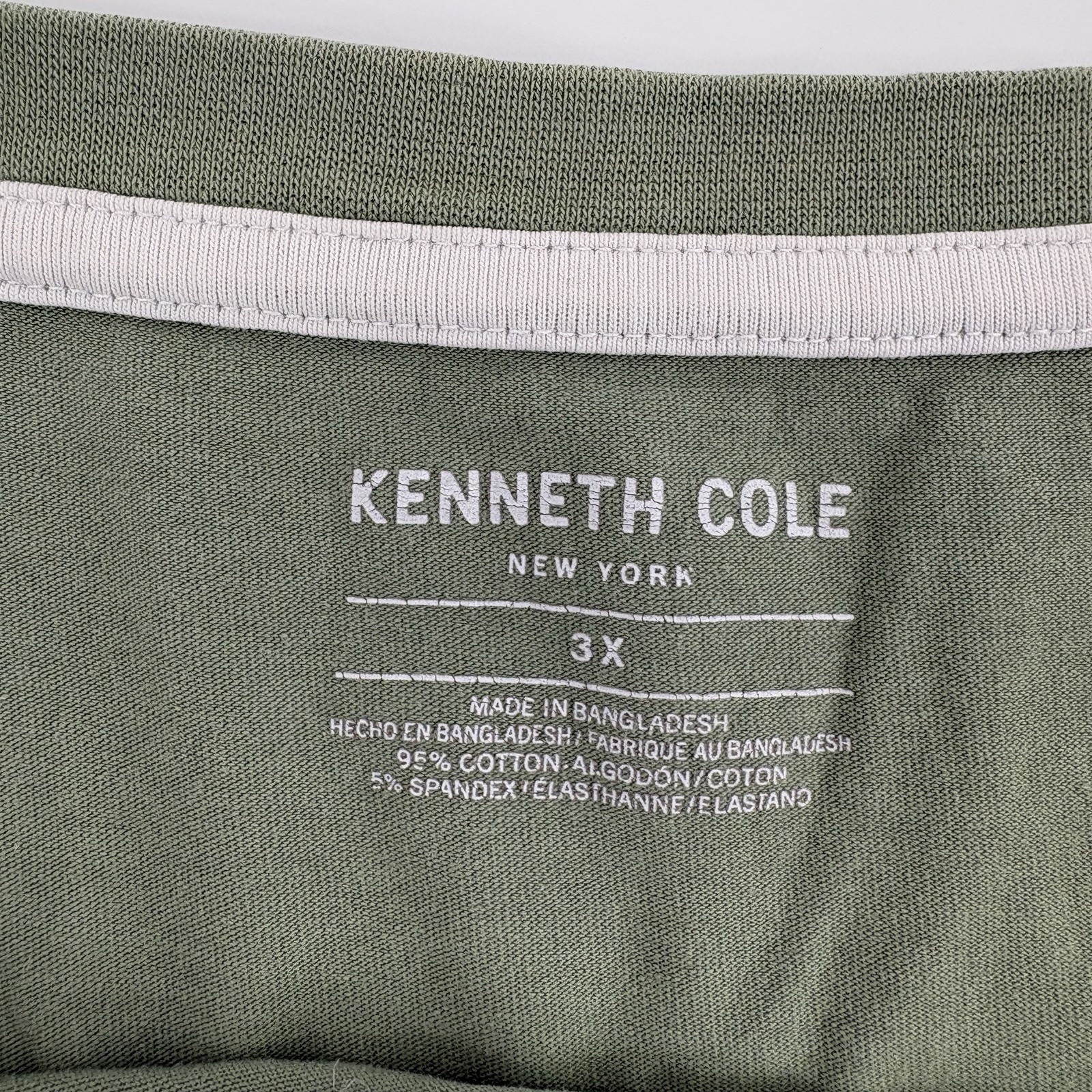 Kenneth Cole New York Men’s 3XL Green T-Shirt 95% Cotton 5% Spandex