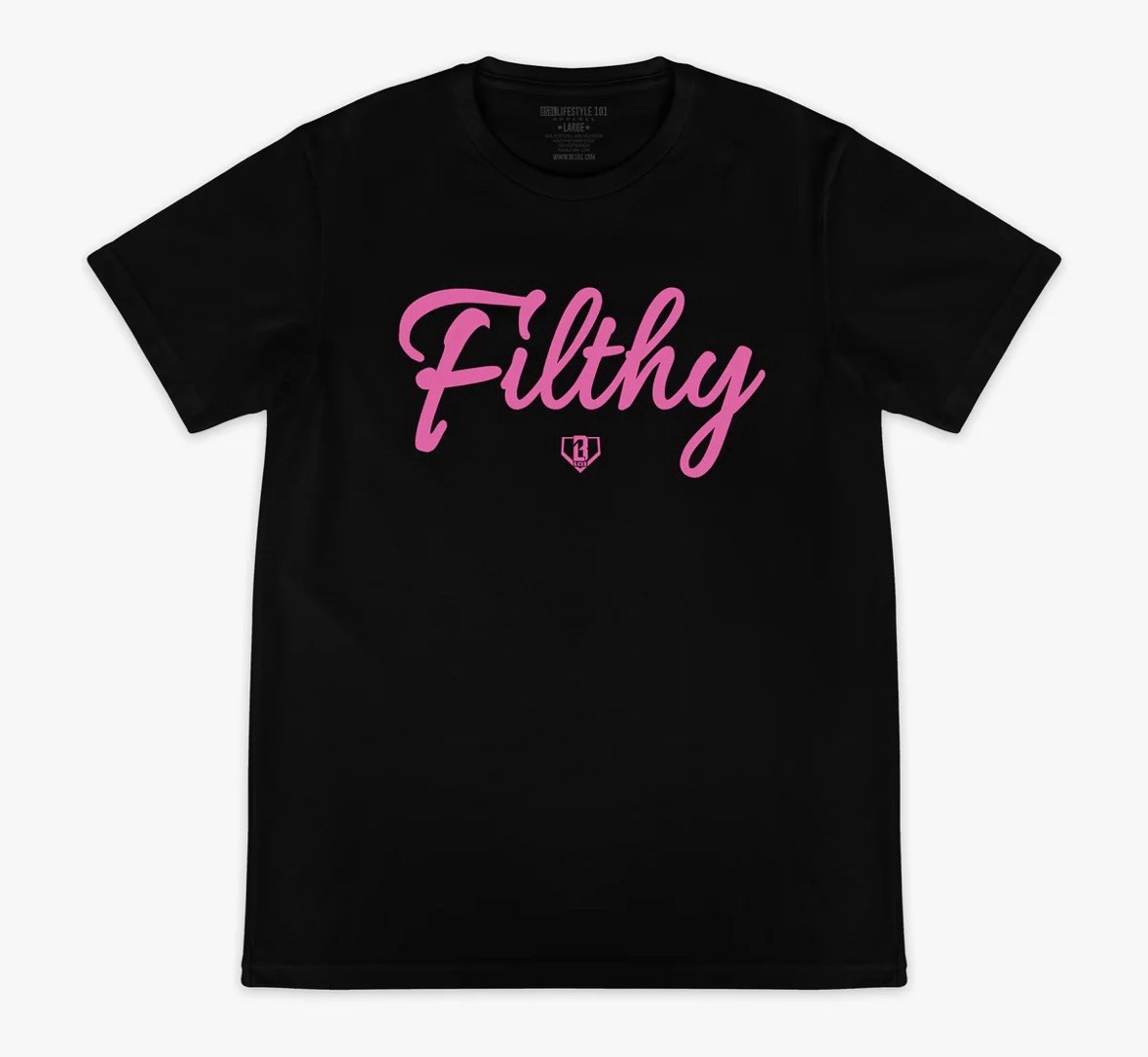 Baseball Lifestyle 101 Adult M Medium Filthy Tee Black Pink Graphic Tee NEW