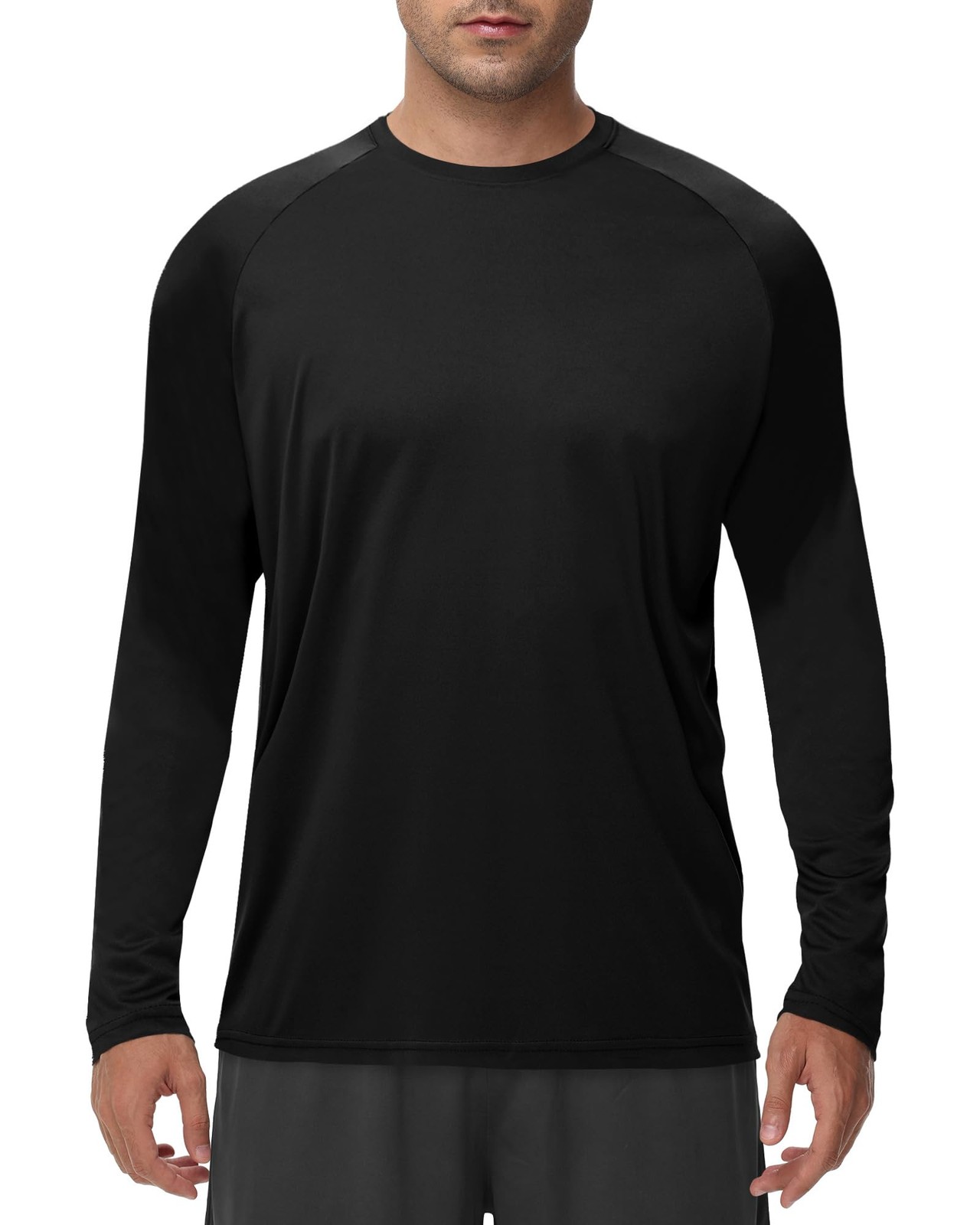 Men Long Sleeve Shirt Quick Dry UV Sun Protection Color Black Size XL