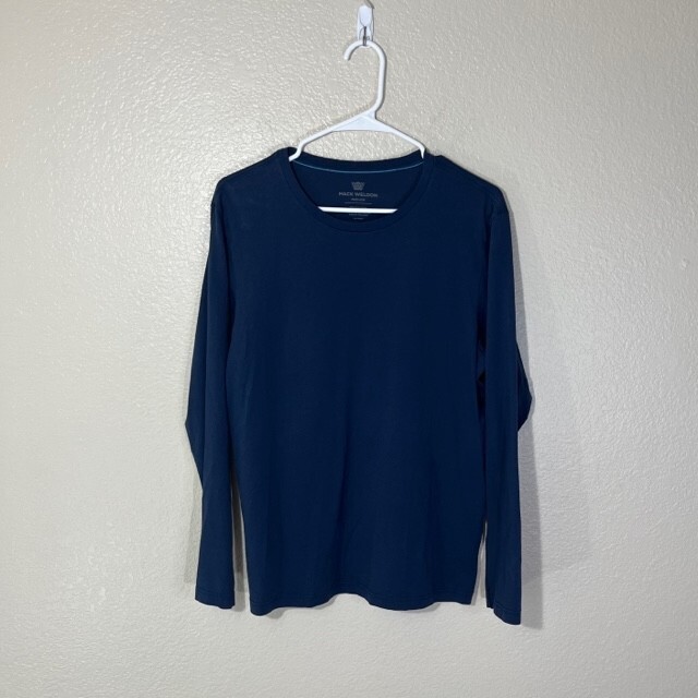 Mack Weldon Shirt Mens Medium Long Sleeve Athletic Stretch Pima Cotton Tee Blue