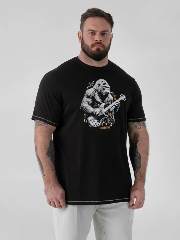 D555 Duke Big Mens Gorilla Printed T-Shirt Black Plus Size 2XL-8XL 601910