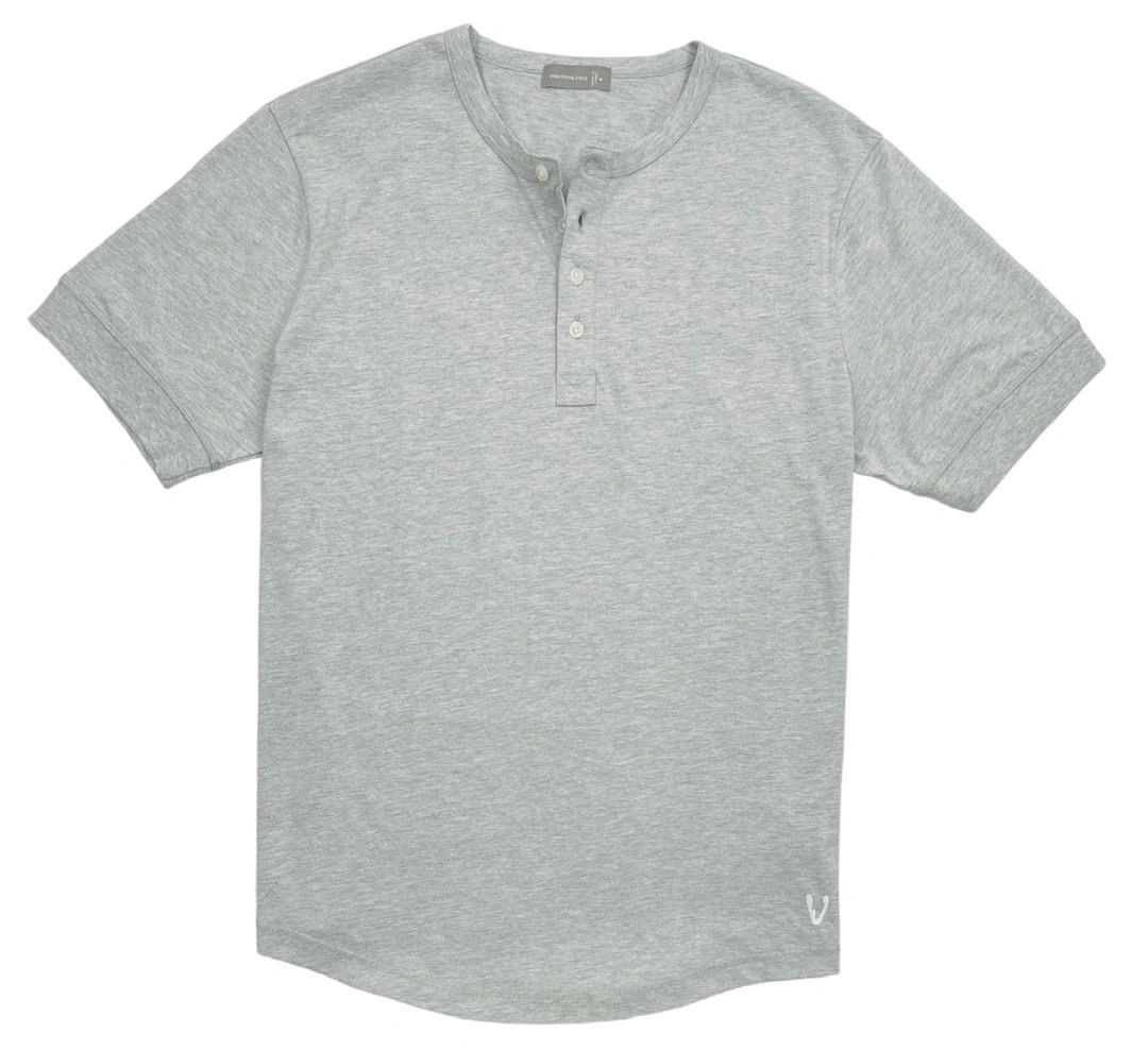 VarietyAthletics Mens Soft Pima Cotton Elastic Sleeve Cuff Henley T-Shirt