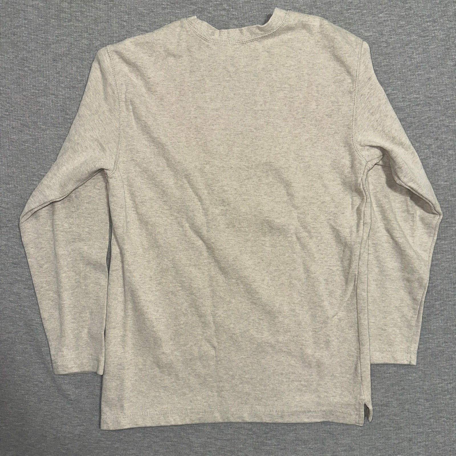 Basic Editions Long Sleeve Striped Crewneck T-Shirt Gray Brown Mens Small