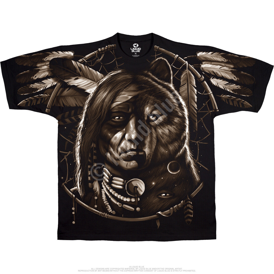 NATIVE AMERICAN-DREAM SPIRIT-2 SiDeD-T-SHIRT S-M-L-XL-XXL Wolf,Eagle