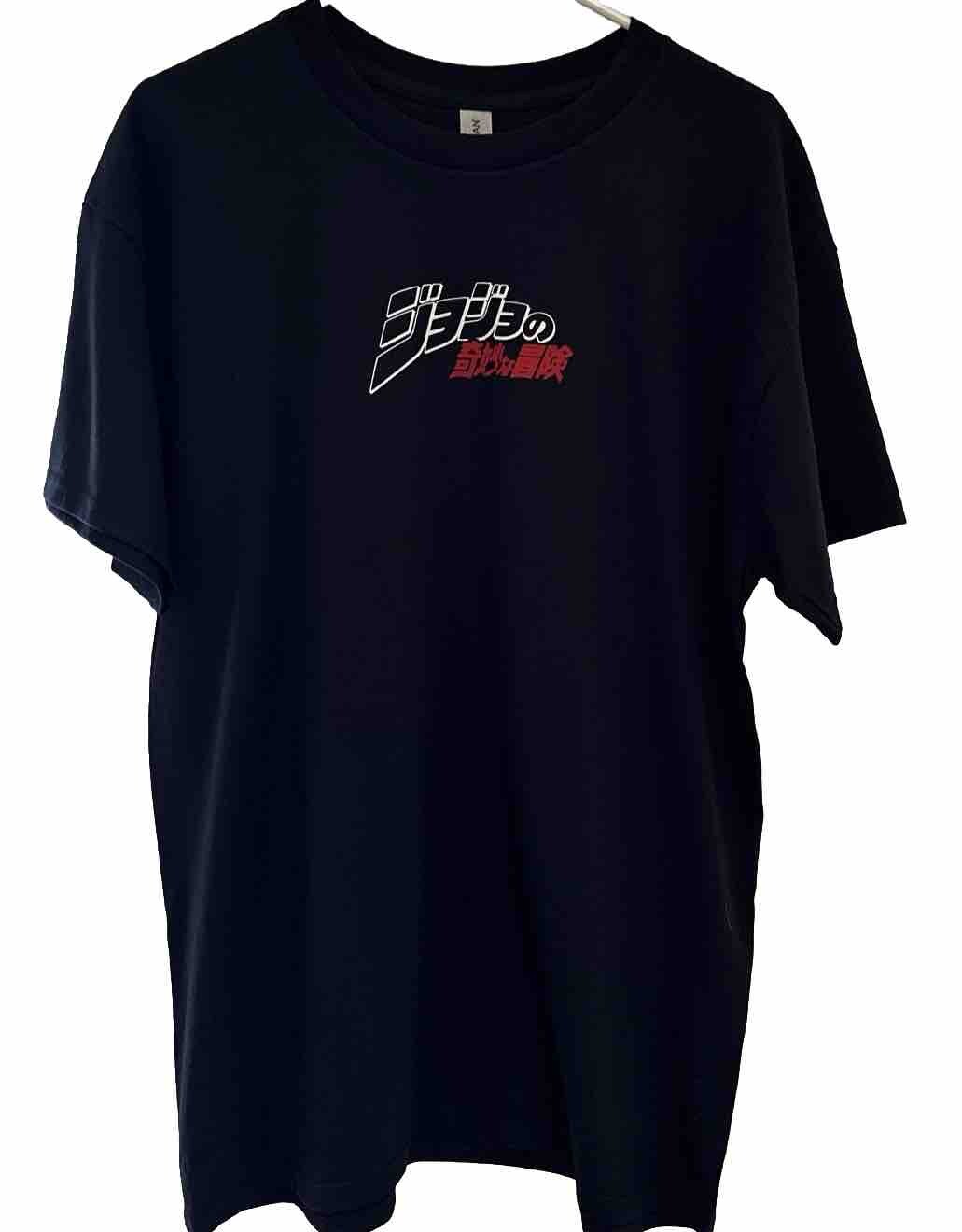 New T Shirt Jojo’s Bizarre Adventure Anime Logo front + back BLACK S M L XL