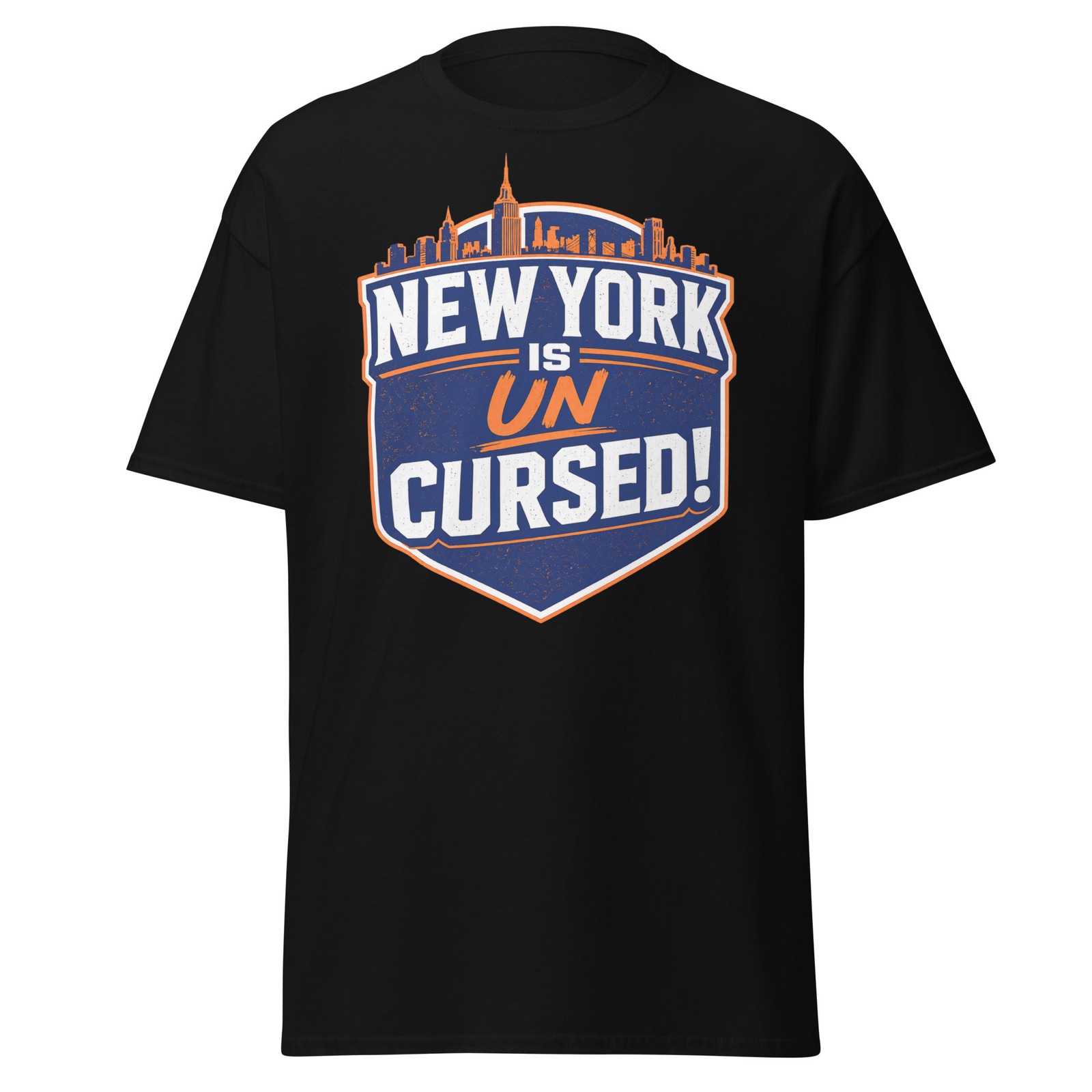 New York Basketball Un Cursed Shirt Orange Blue NYC Playoff Fan Tee