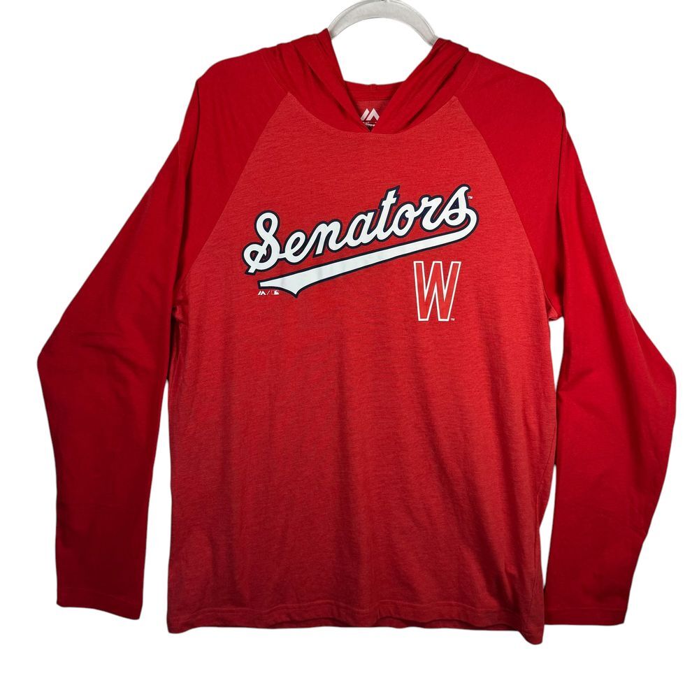 Majestic Washington Senators MLB Baseball Lightweight Hooded Raglan T-Shirt L
