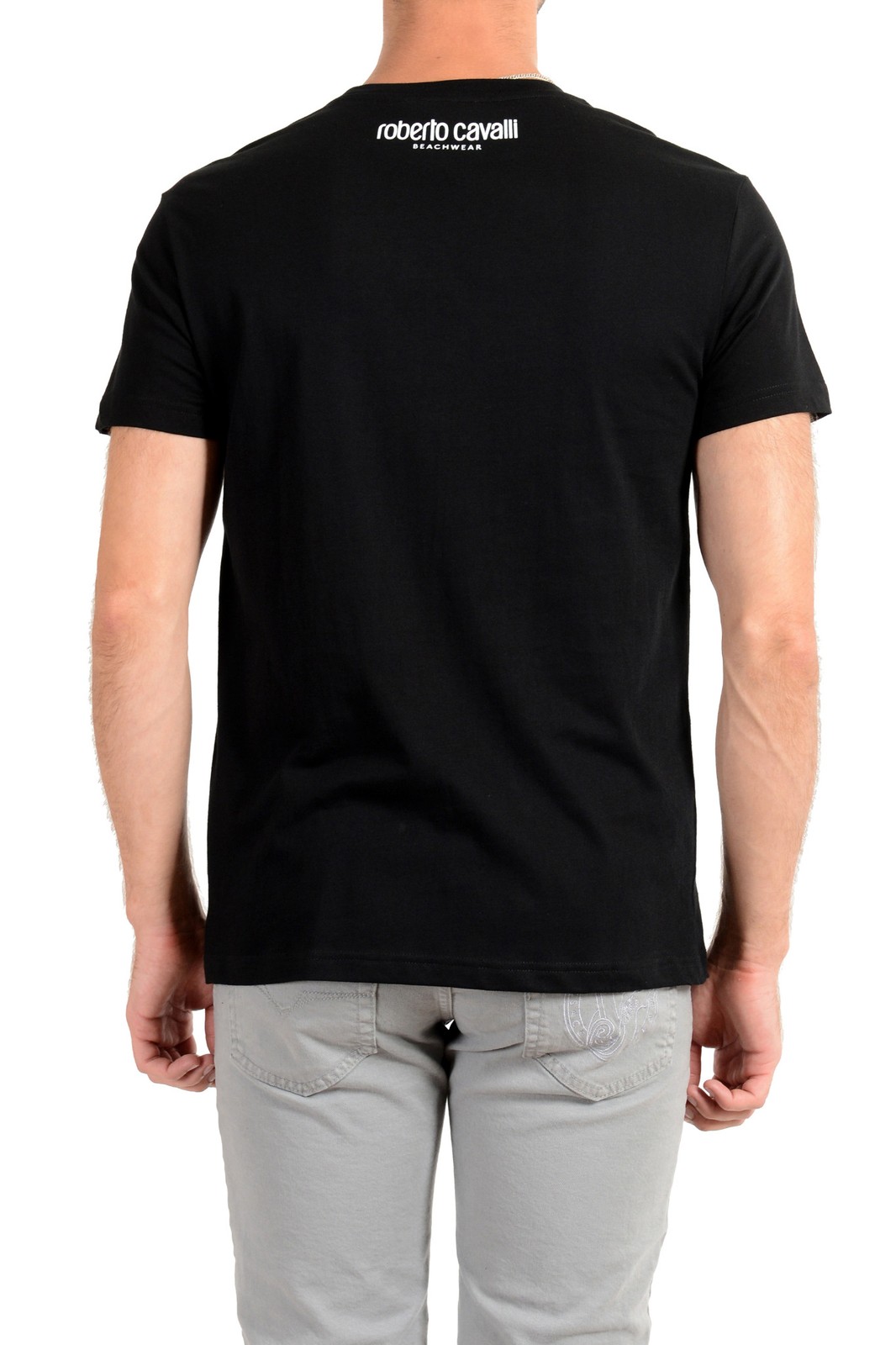 Roberto Cavalli “Beachwear” Men’s Black Graphic Print T-Shirt US 2XL IT 56