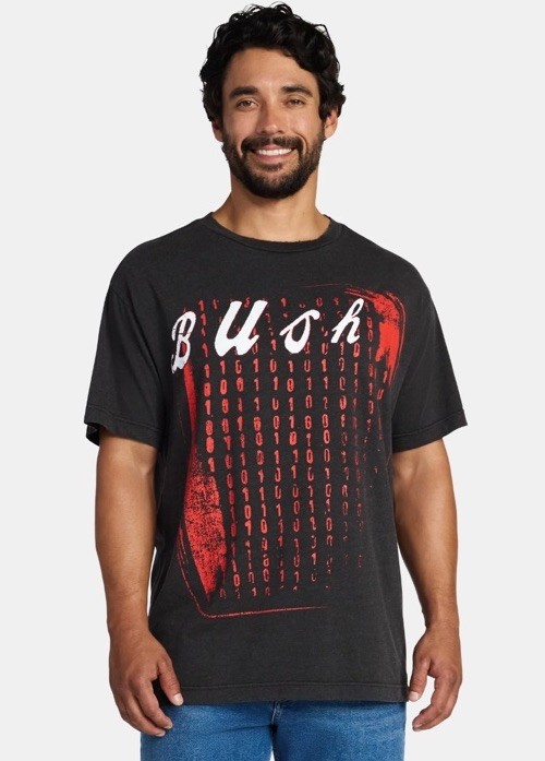 Bush Men’s Boxy Fit Graphic Band Tee Shirt, Size XL (40-42) NEW Charcoal