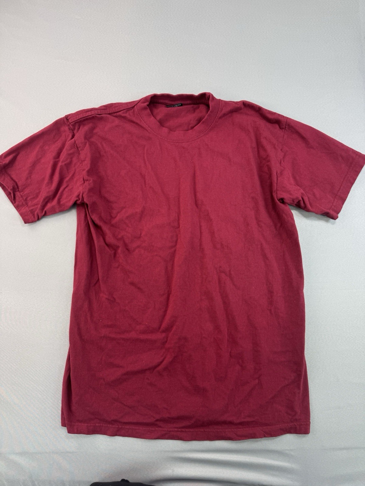 Gemrock Unisex Cotton T-Shirt Size Large Plain Maroon Crewneck Short Sleeve Tee