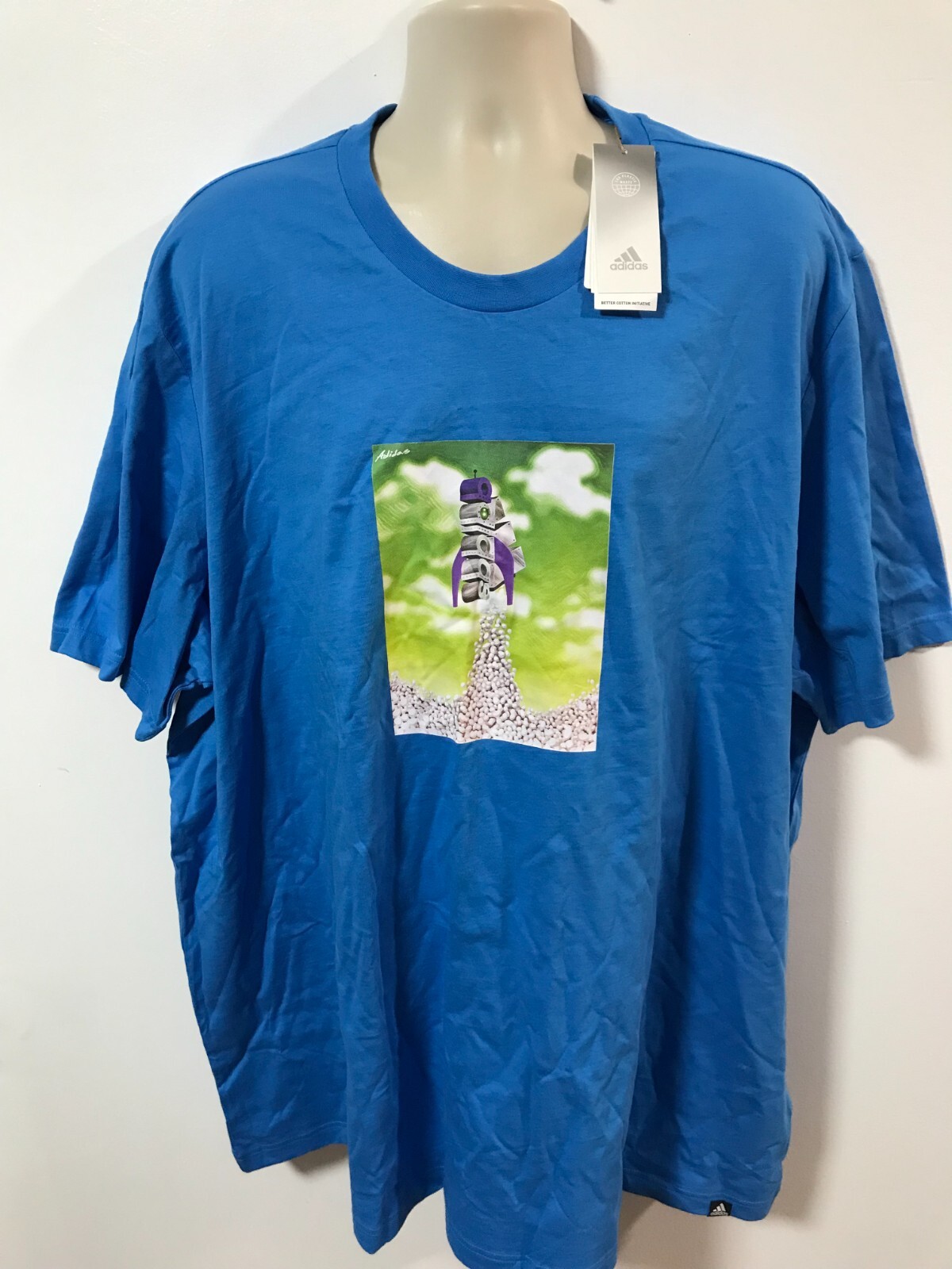 adidas Big & Tall Men’s Size 3XLT Almost Blue Spaceship Boost Graphic Tee NWT