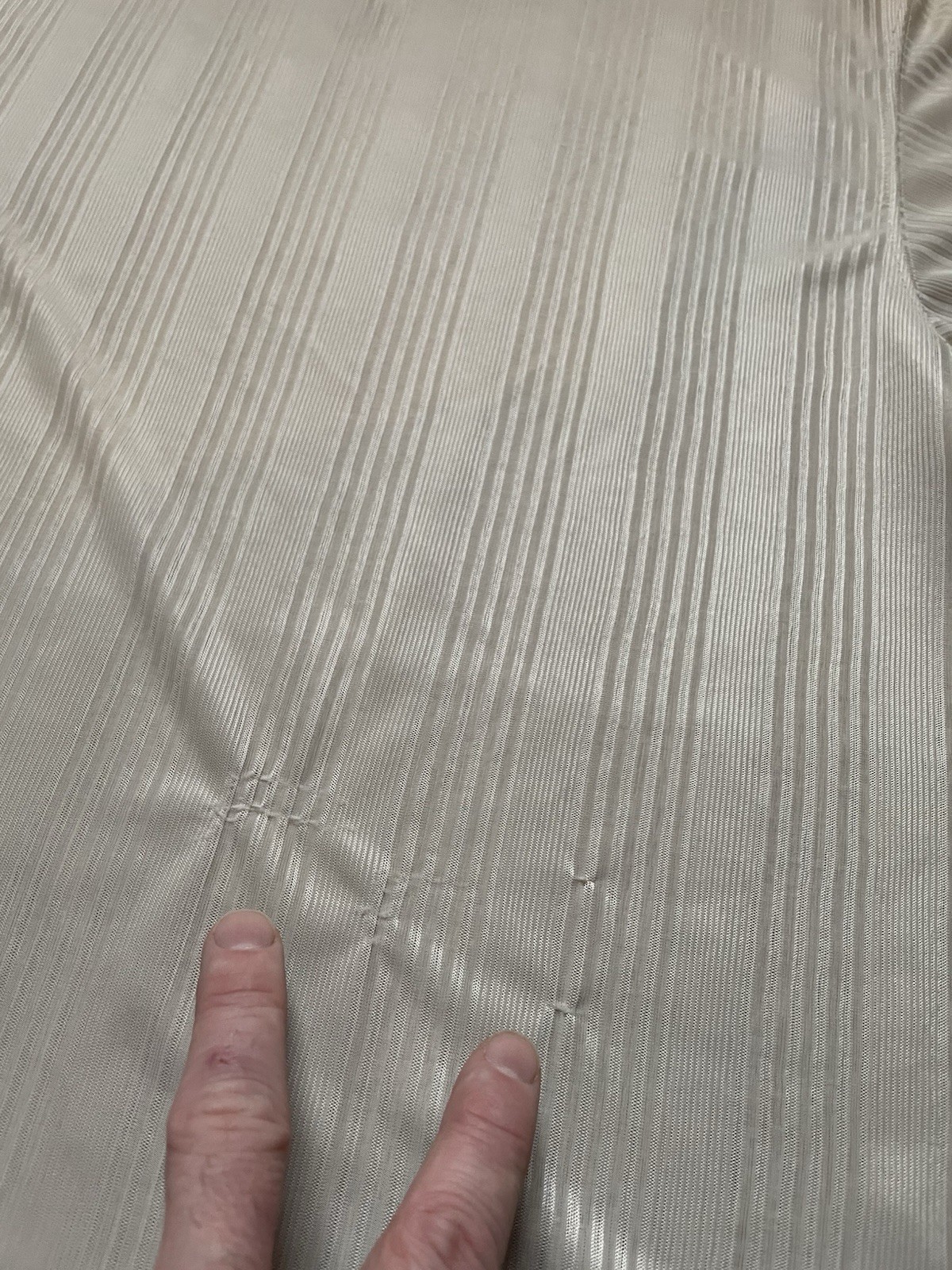 Vintage 90s Southpole Mens Medium Sheer Satin Striped Baggy Fit Shirt Light Gray