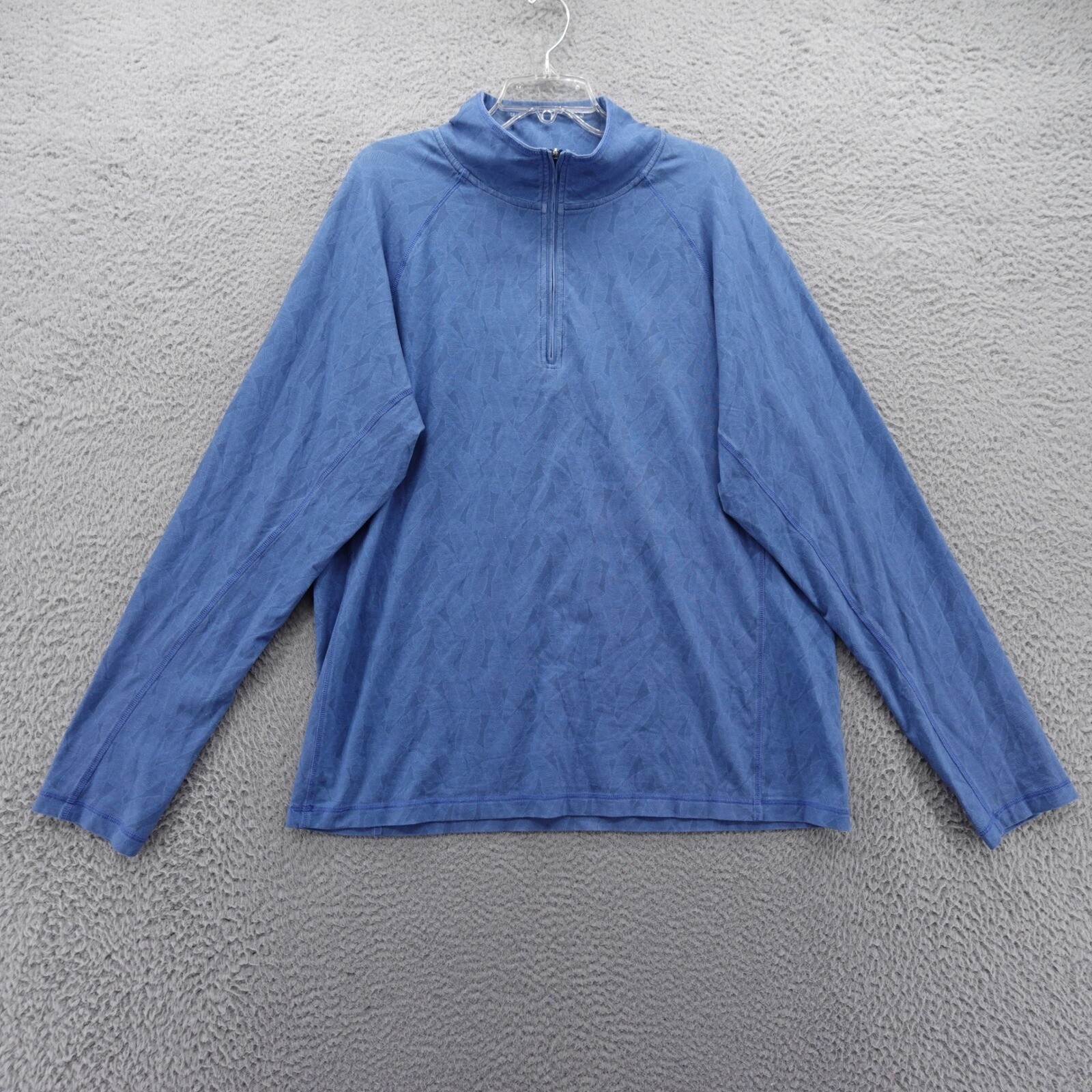 Henri Costa 1/4 Zip Pullover Shirt XL Blue Mens Coastal Lightweight Long Sleeve
