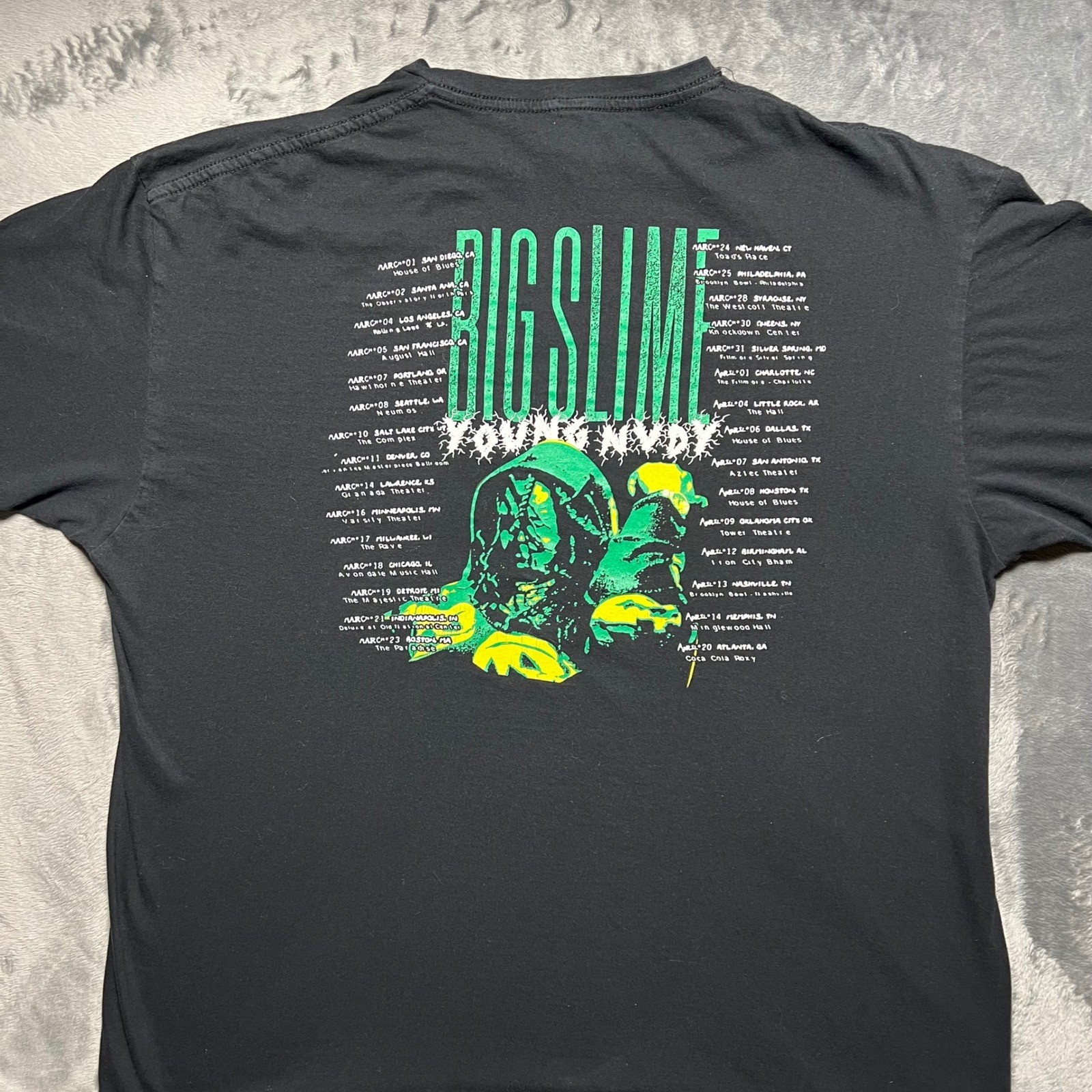 Young Nudy Shirt Black Big Slime 2023 Rap Tour Dates Concert Graphic Tee Mens XL