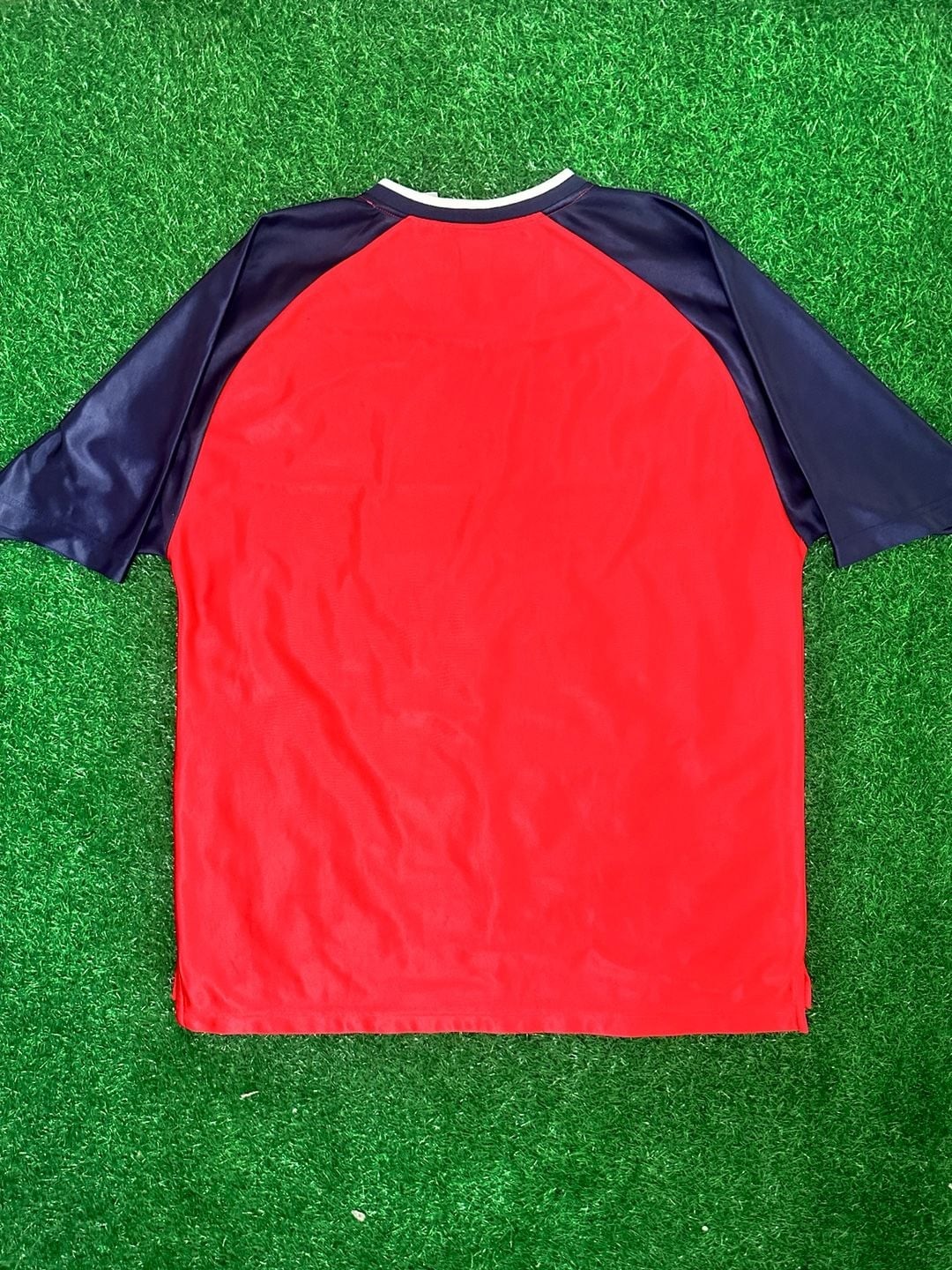 Vintage 90s Fila Colorblock V-Neck Soccer Jersey Shirt Red Navy