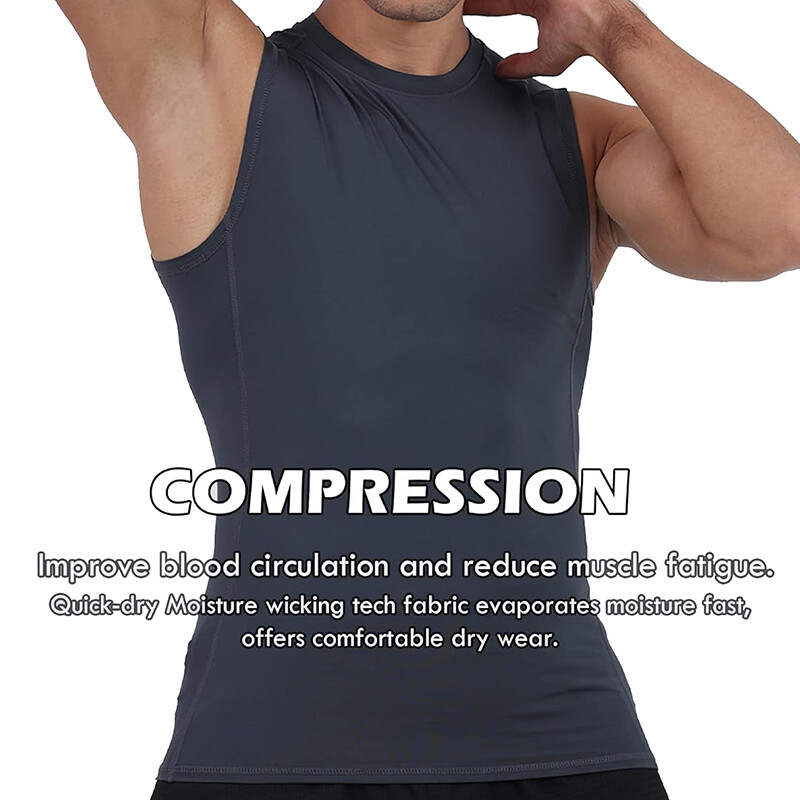 Mens Slimming Tummy Body Shaper Vest Compression T-Shirt Fitness Muscle Tank Top