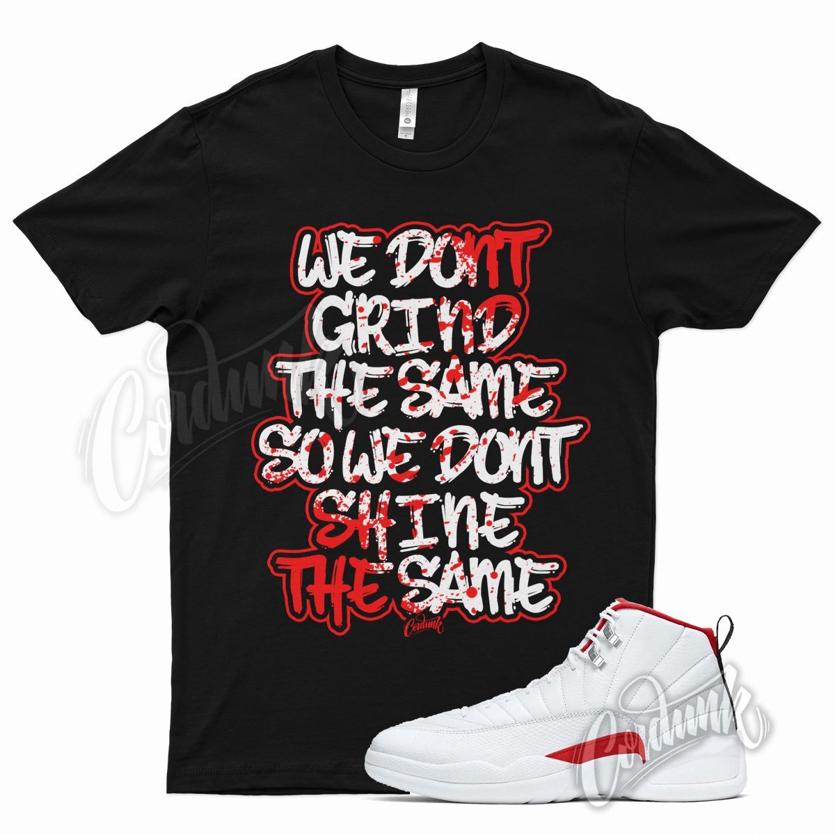 Black GRIND T Shirt for J1 12 Twist University Red Metallic White 1 4 11