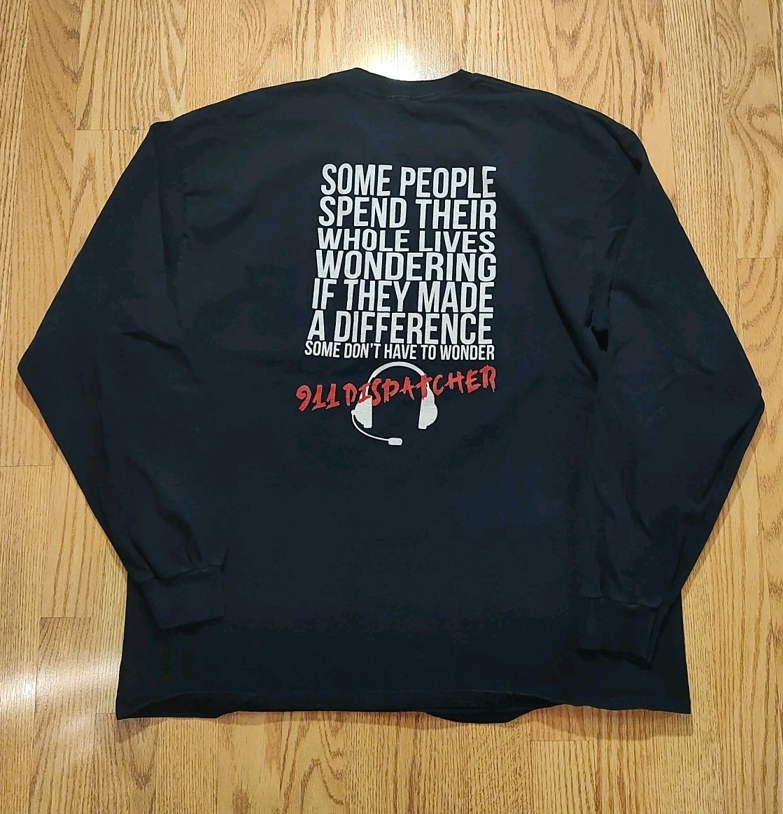 Vintage 90s 911 Dispatcher Shirt Unisex Large Black Emergency Services Quote