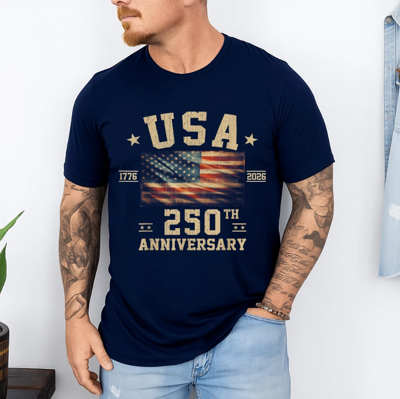 America US Flag Patriotic 250th Anniversary USA 4th of July T-Shirt