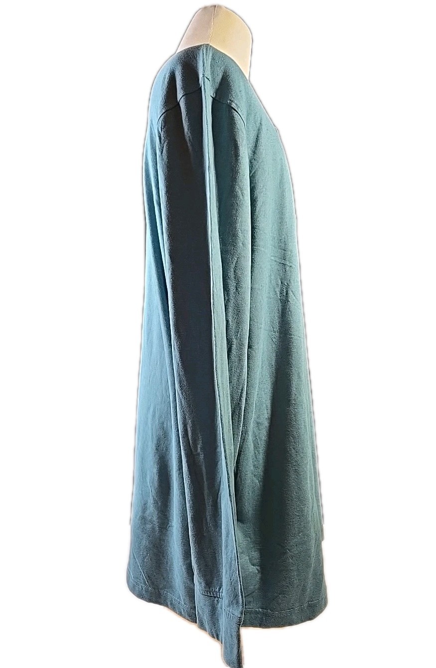 Men’s 3XLT Tshirt. Henley Style Teal Shirt, Preowned Long Sleeves Top