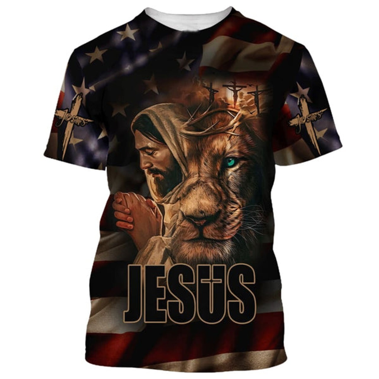 Jesus And Lion Christian Jesus 3D All Over Printed Shirt Full Size S-5XL