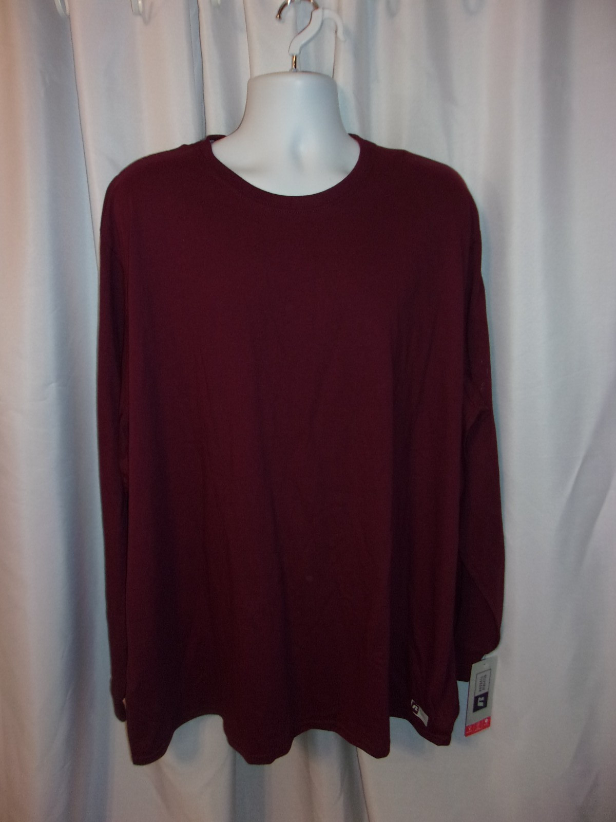 NWT RUSSEL ATHLETIC Maroon Long Sleeve Dri Power T Shirt SIZE 3XL