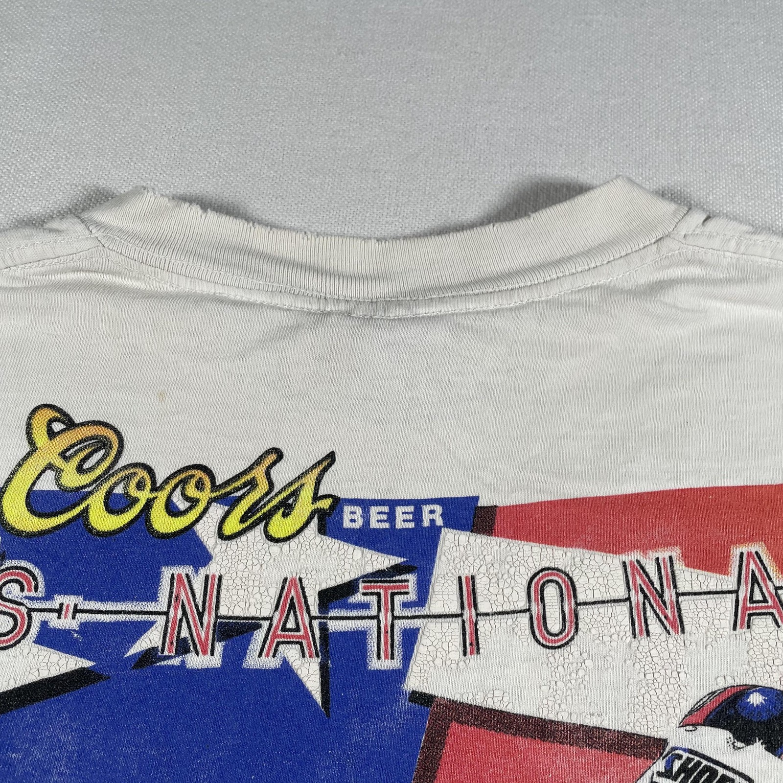Vintage Speedway Racing Shirt Mens Large White Coors USA Moto Championship 80s