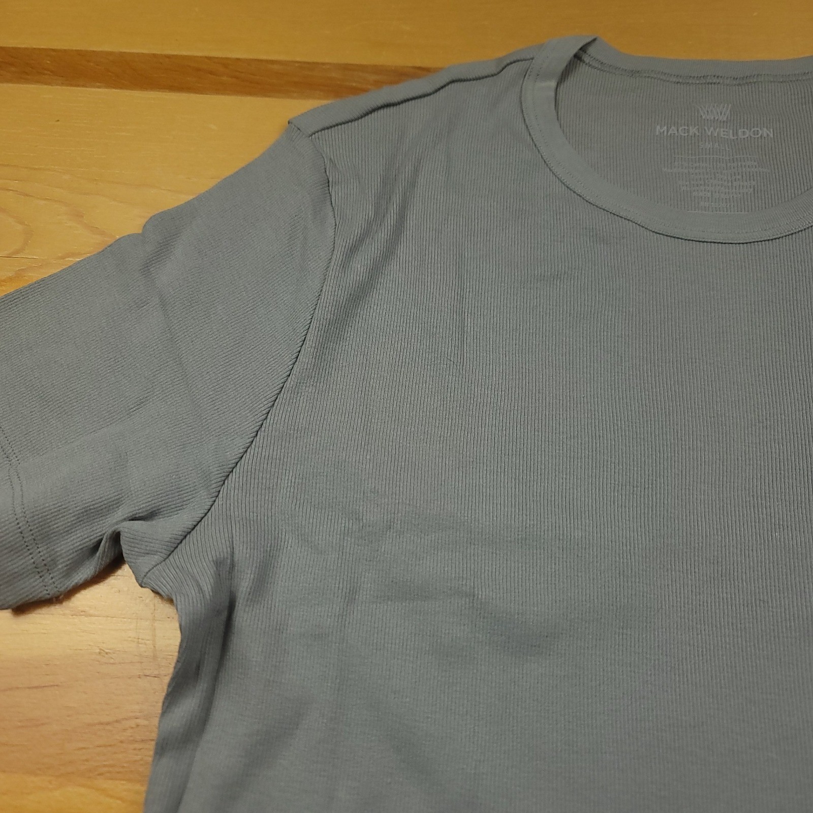 Mack Weldon Men’s Ribbed Crew Neck T-Shirt Gray Short Sleeve Size Small