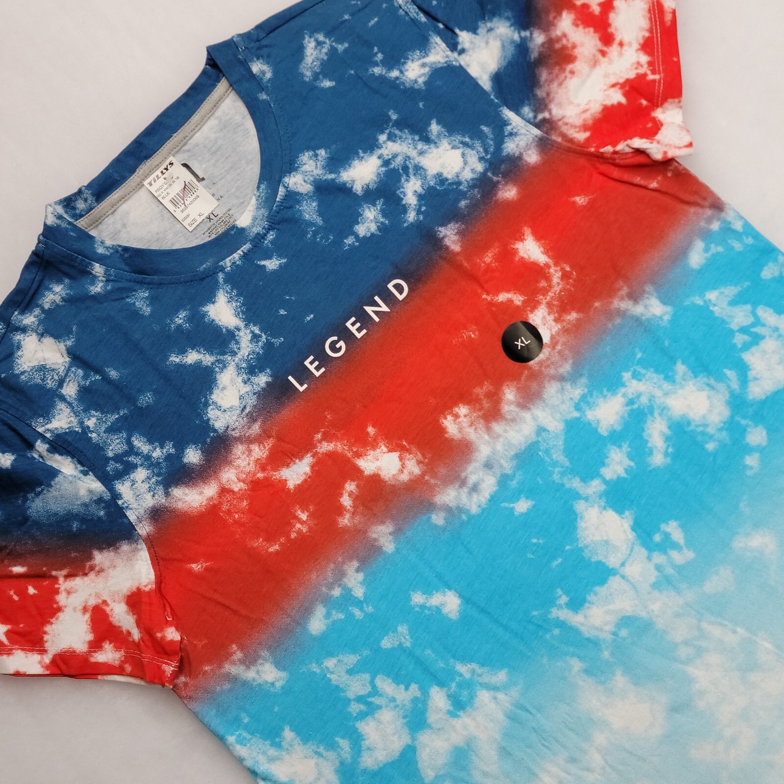 RSQ Men’s USA American Ombre Clouds Tie Dye T-Shirt Top Sz XL Colorful Patriotic