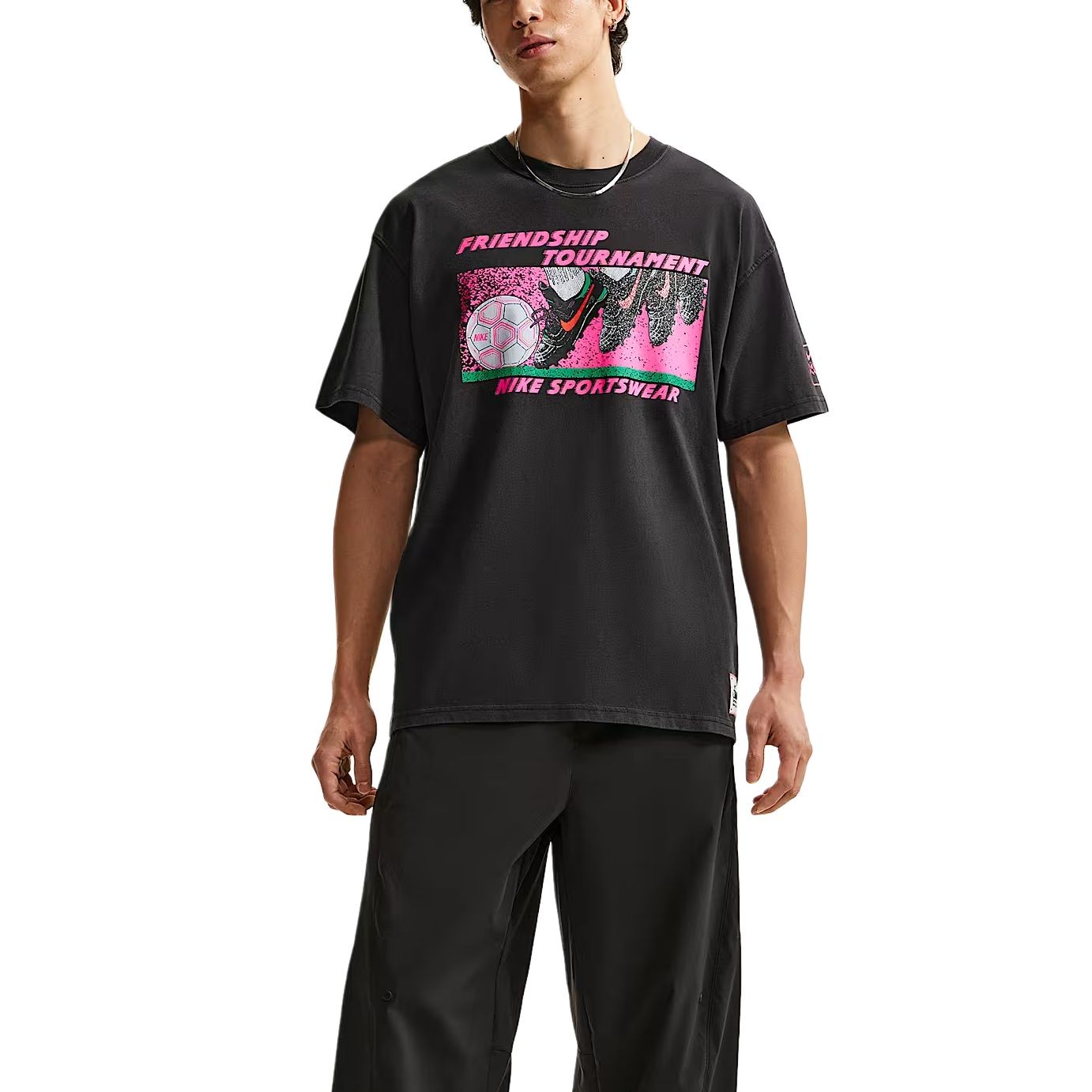 Nike Sportswear T Shirts Men’s Gray Black Crew Neck Moderate IR5775-045 Size