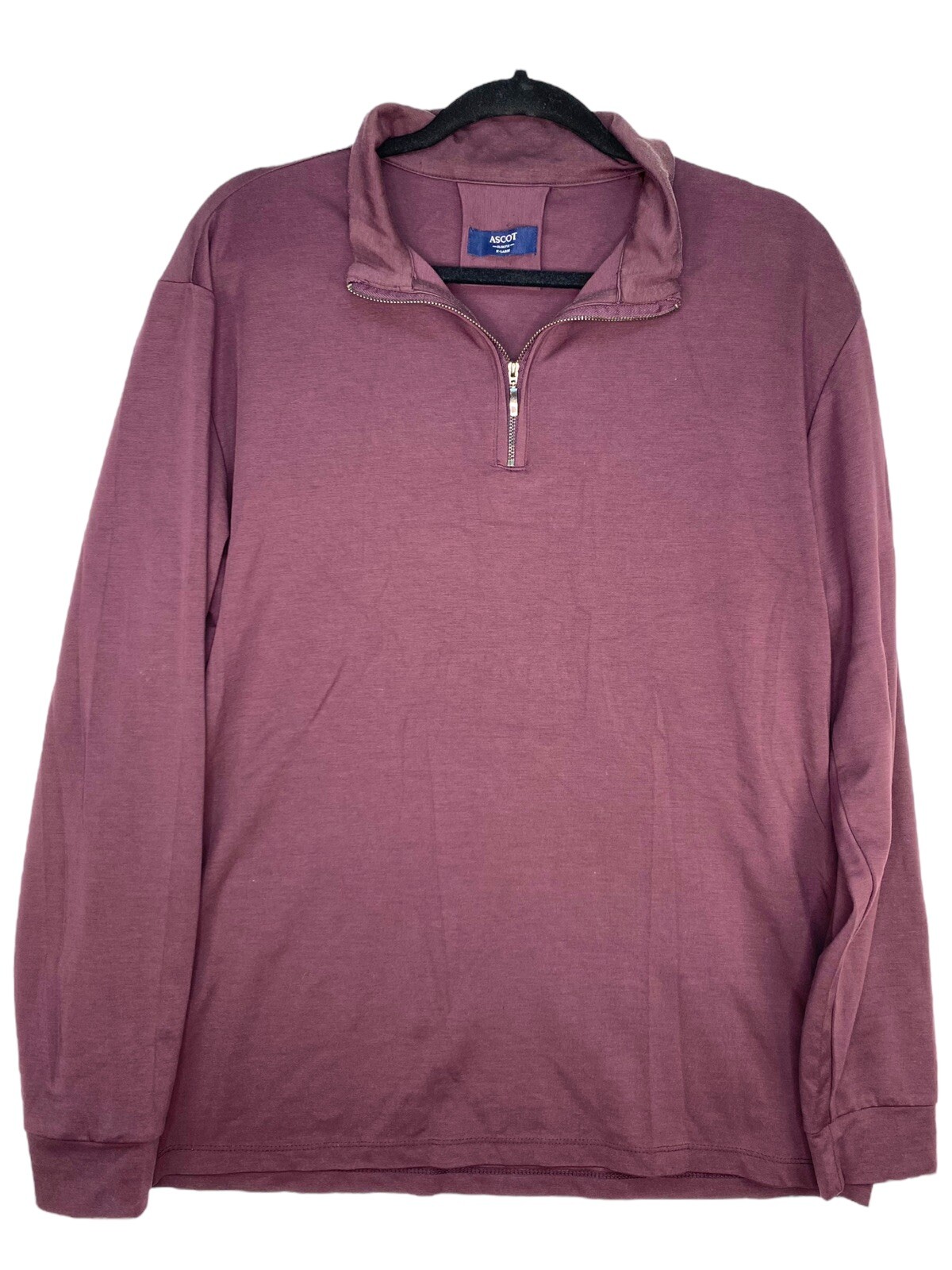 Ascot Long Sleeve 1/4 Zip Shirt XL Slim Fit Men’s Maroon Pullover Lightweight