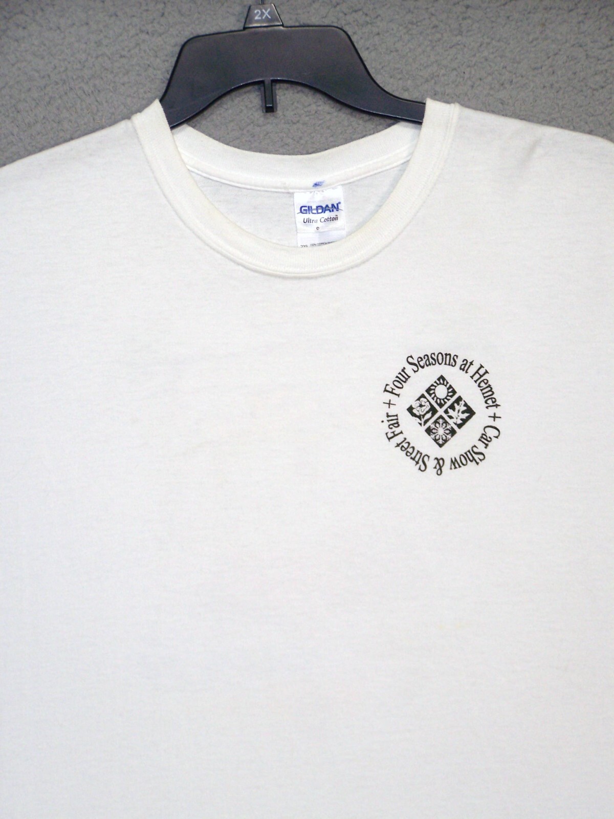 Four Seasons Shirt Adult 2XL XXL White Graphic Hemet Car Show Short Sleeve Mens