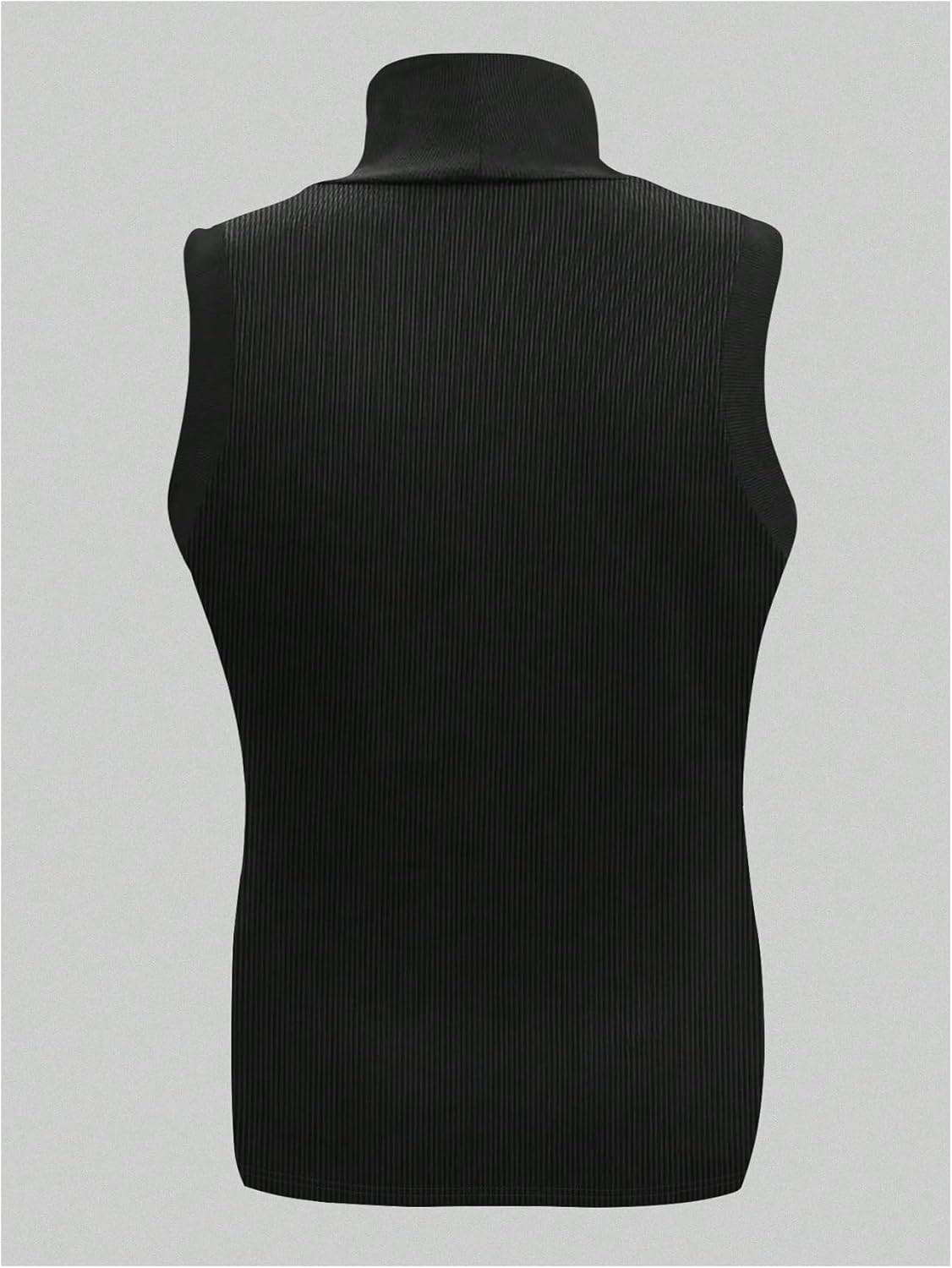 Men’s Sleeveless Ribbed Knit Mock Turtleneck Muscle Fit Tank Top Pullover Shirt