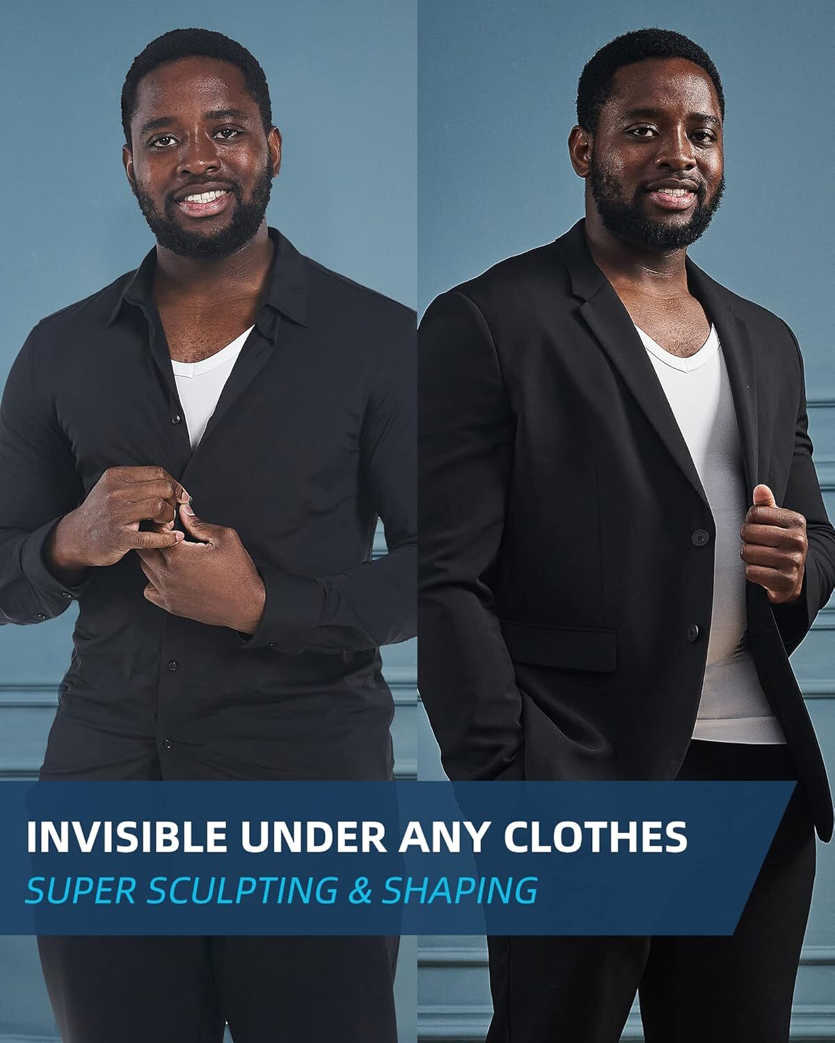 Men’s Gynecomastia Undershirt V-Neck Chest Compression Shirts Slim Body Shaper