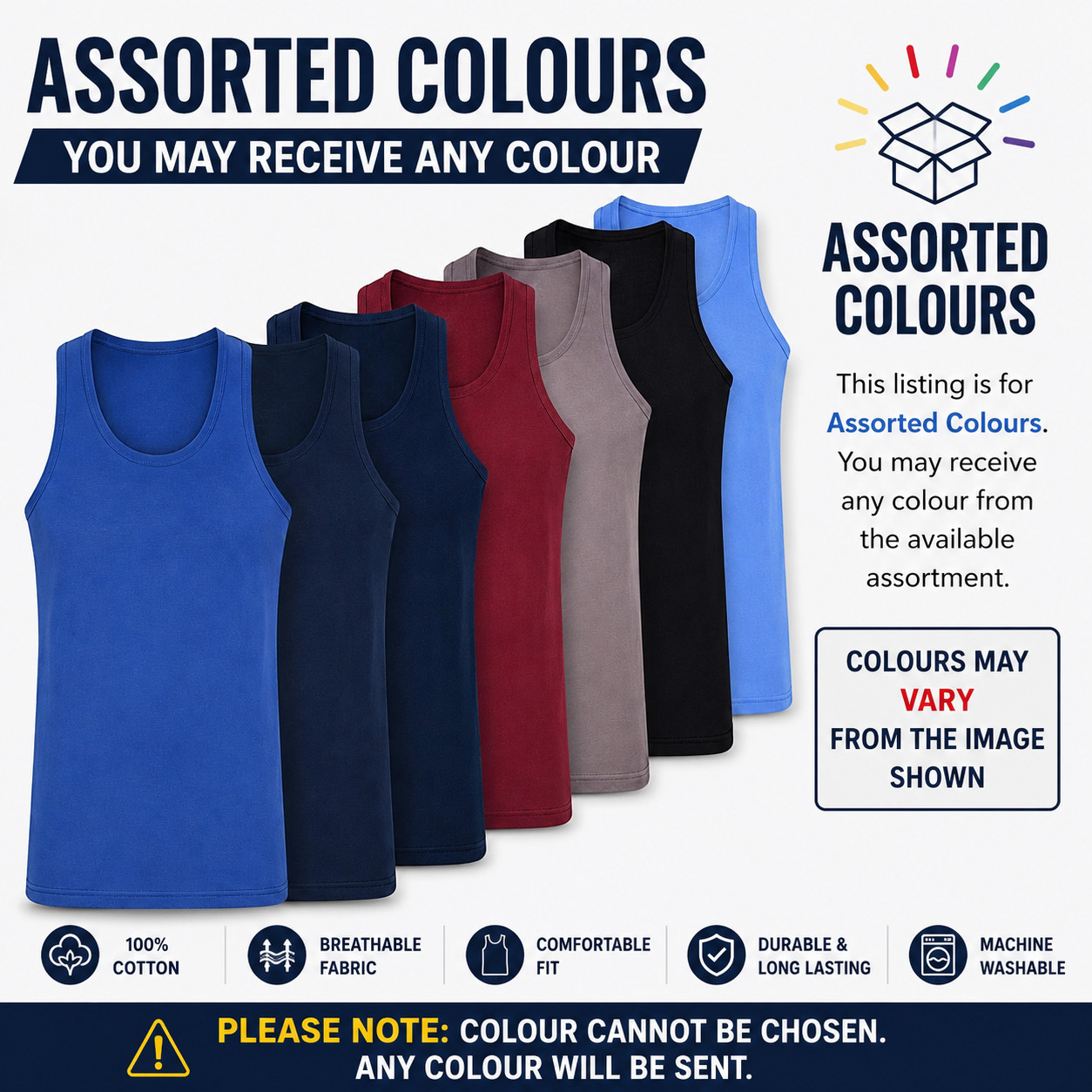 Men’s Sleeveless Vest 100% Cotton Plain Classic Vests Summer Training Gym Tank