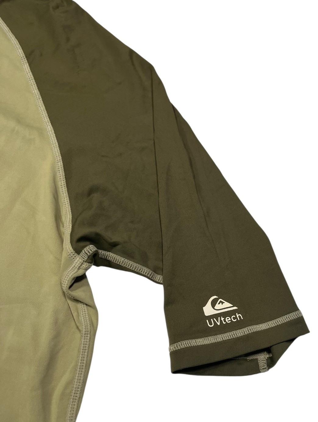 QUIKSILVER Brown Nylon/Spandex UV-TECH RASH GUARD Beach Surf Sun Gym Shirt Sz L