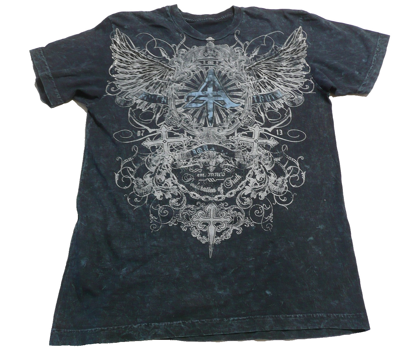 Unbranded-Black T-Shirt-1 front exterior graphic print/1 interior print Unique-M