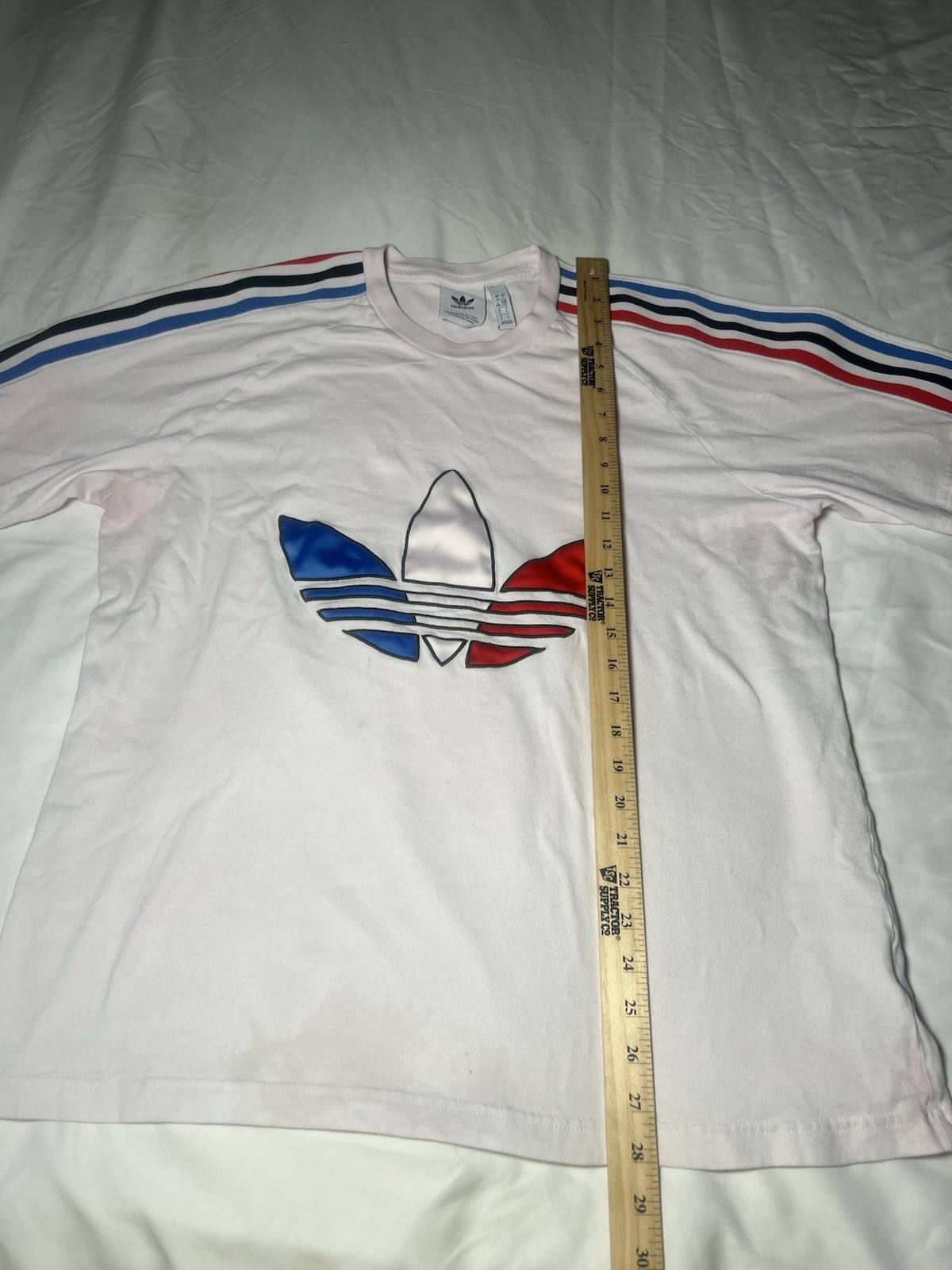 Adidas Originals ADICOLOR TRICOLOR TREFOIL 3 Stripe White Red Blue Men Size L