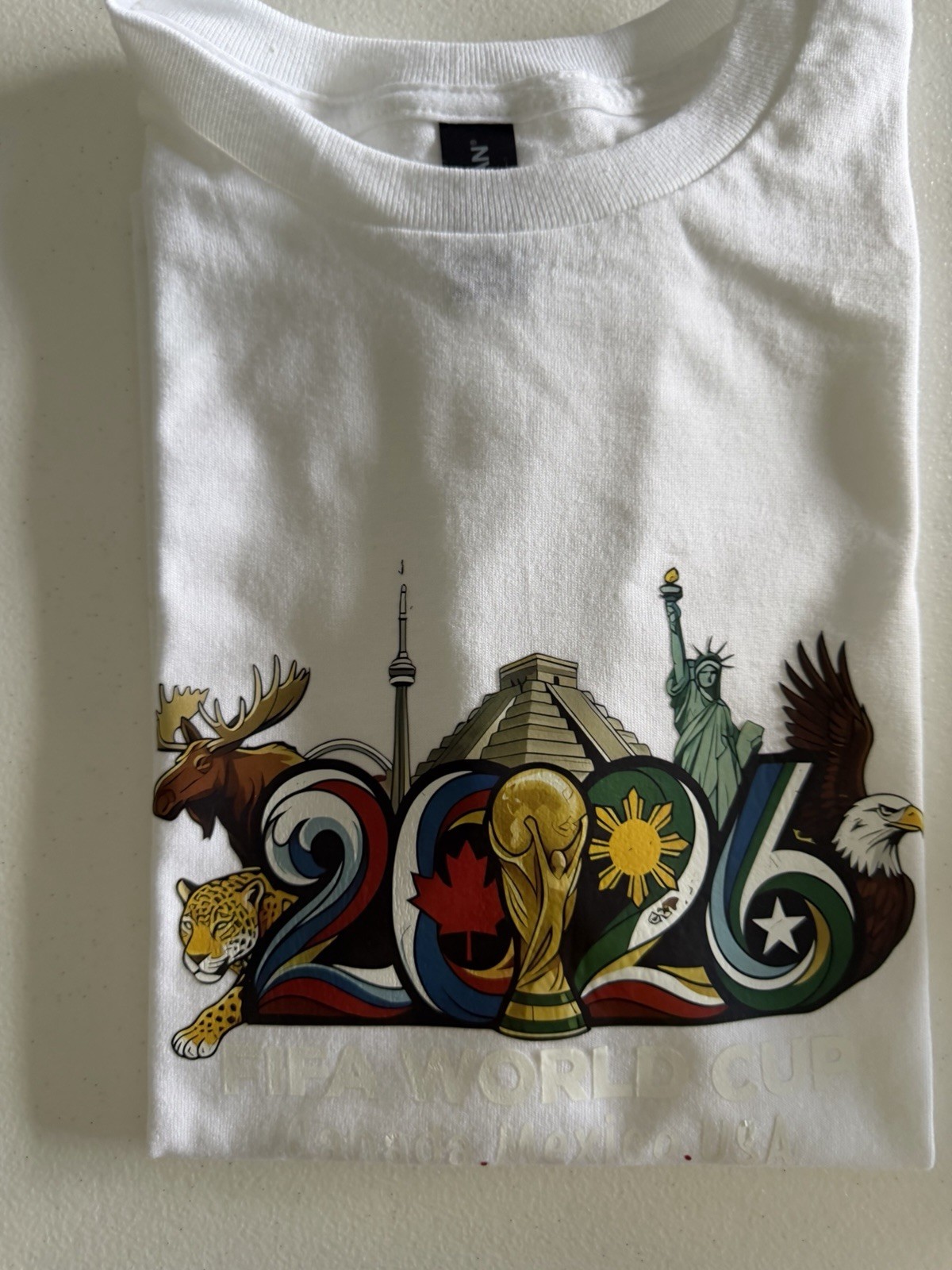 Men’s White Cotton Knit Crew Neck Graphic Print T-Shirt Canada World Cup