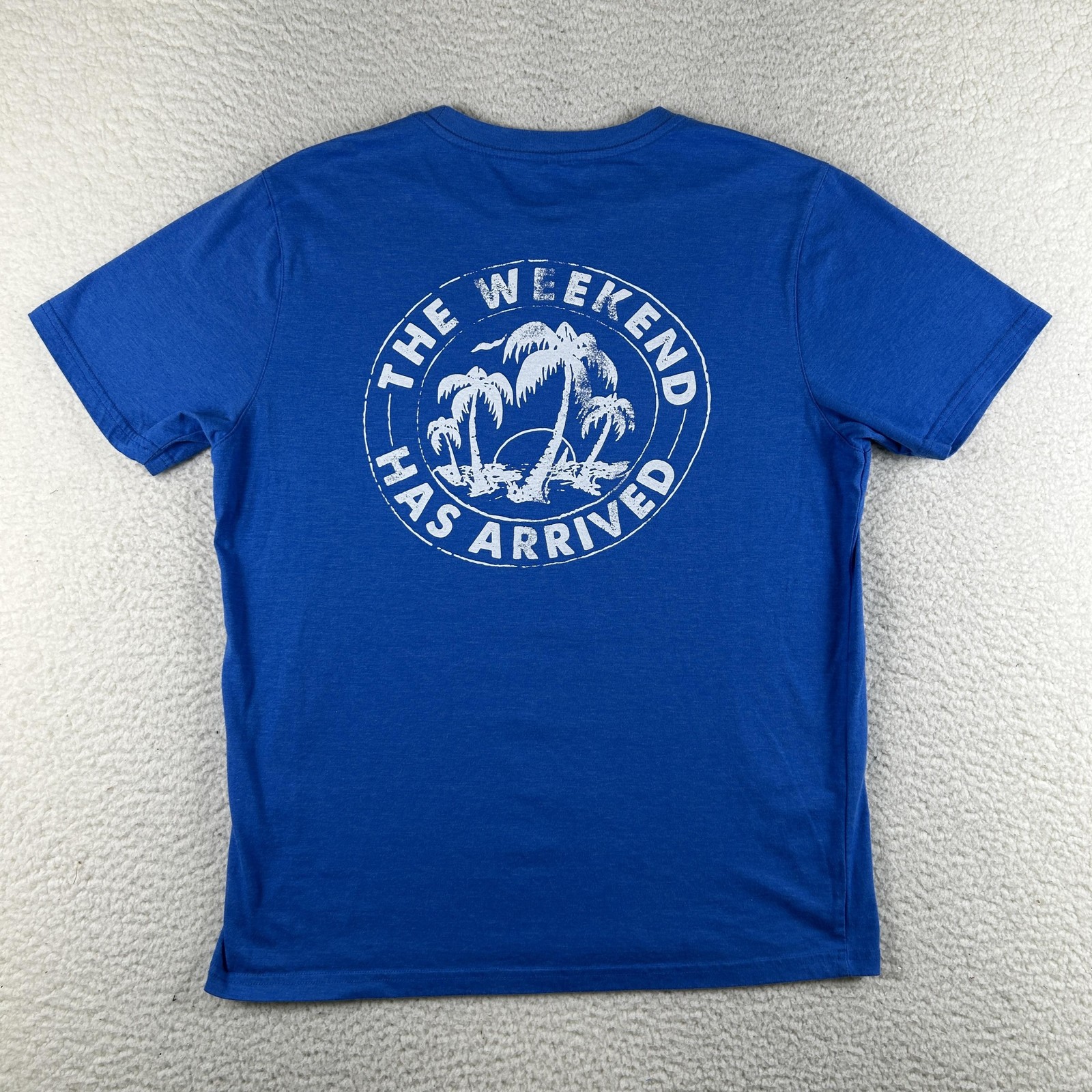 Chubbies Shirt Mens Large Blue The Weekend Has Arrived Palm Tree Graphic Tee
