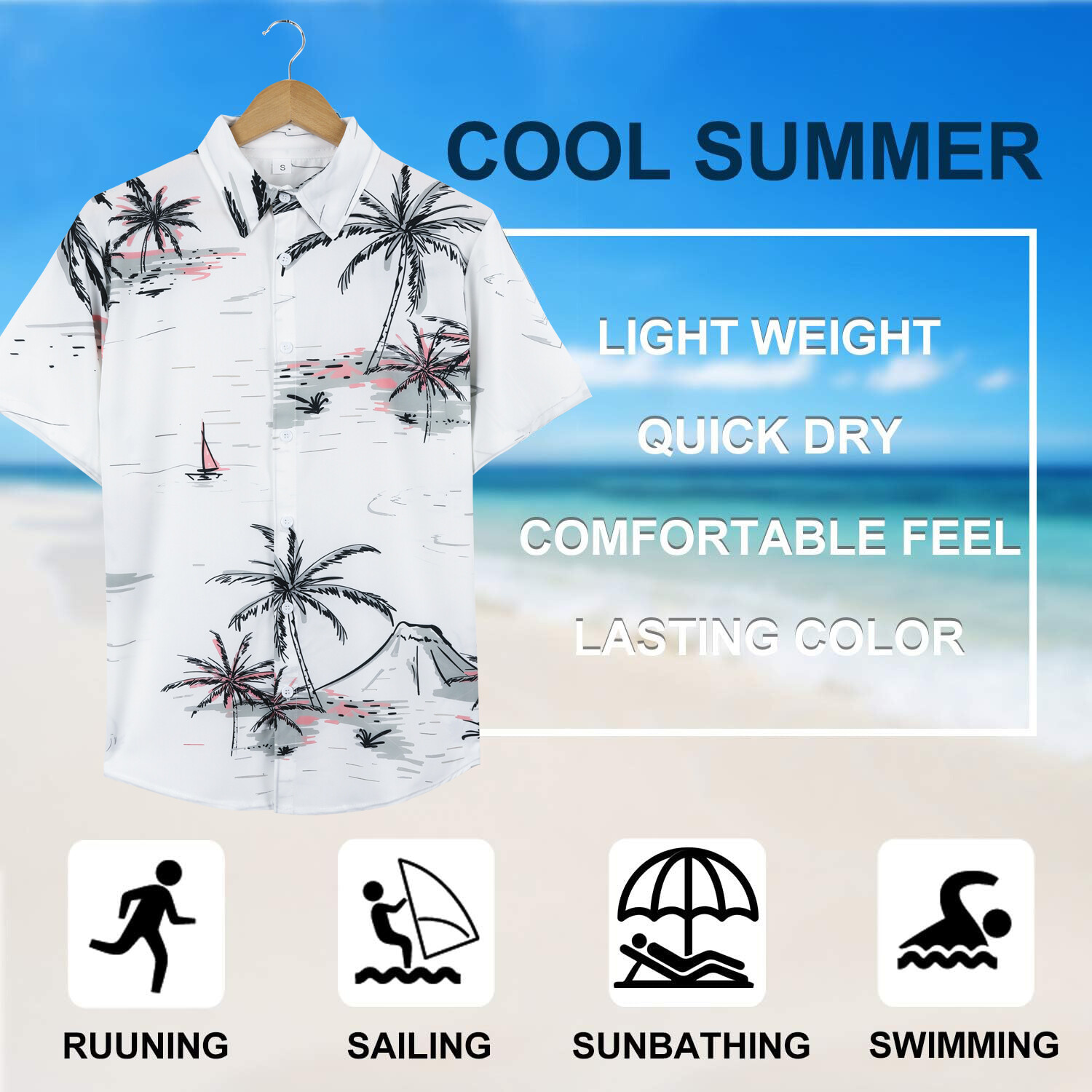 Hawaiian Shirts Men Tropic Summer Casual Beach Button Down Cruise Holiday Party