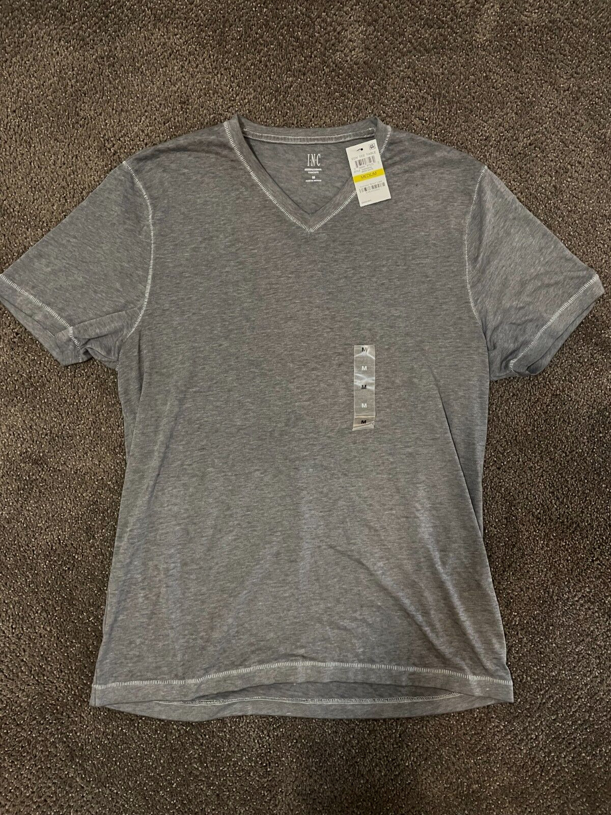INC International Concepts Solid V-Neck T-Shirt Mens M V-Neck Pull On