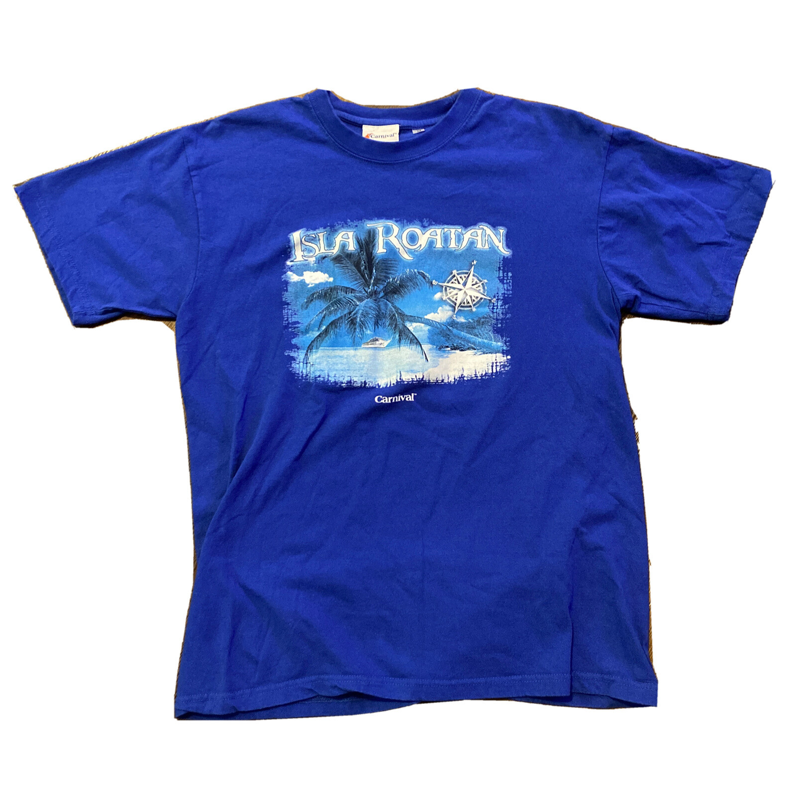 Carnival Cruise Lines Blue T Shirt Mens M Crewneck Isla Roatan Retro 90s Vintage