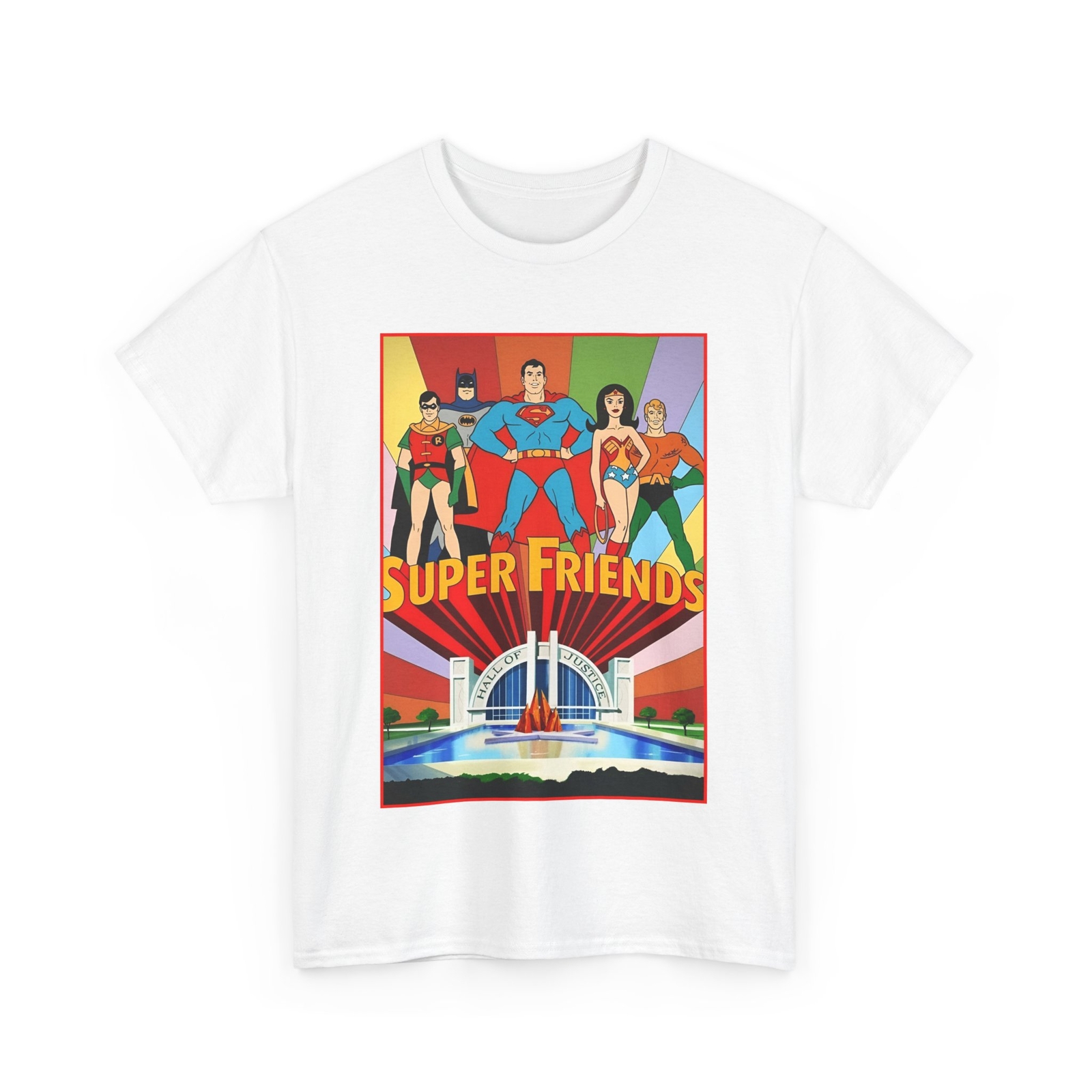 Super Friends T-Shirt Batman Superman Wonder Woman Robin DC Vintage-Style Tee