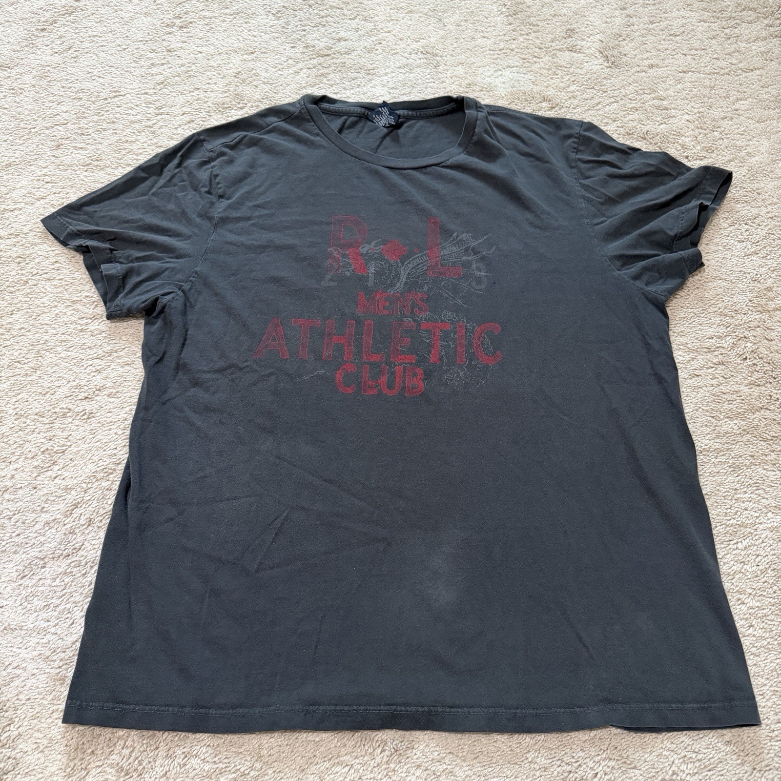Vintage 90s Polo Ralph Lauren Dragon Script R&L Men’s Athletic Club L Black Fade