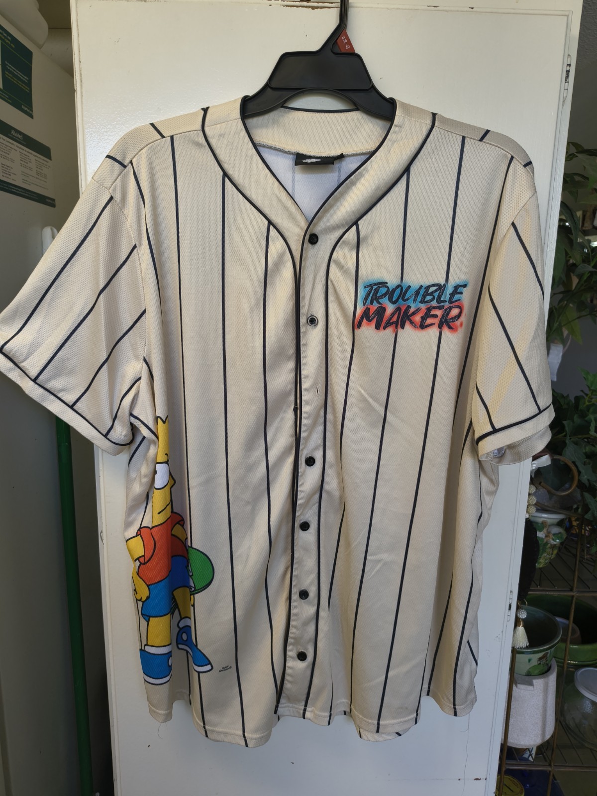 Men’s 2X Bart Simpsons Baseball Jersey Welcome to the Hood (Missing Button)