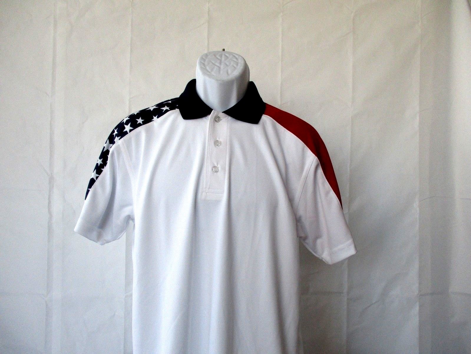 American Flag Polo Golf Premium Shirt – Stars & Stripes – Men’s Sizes S-3XL New