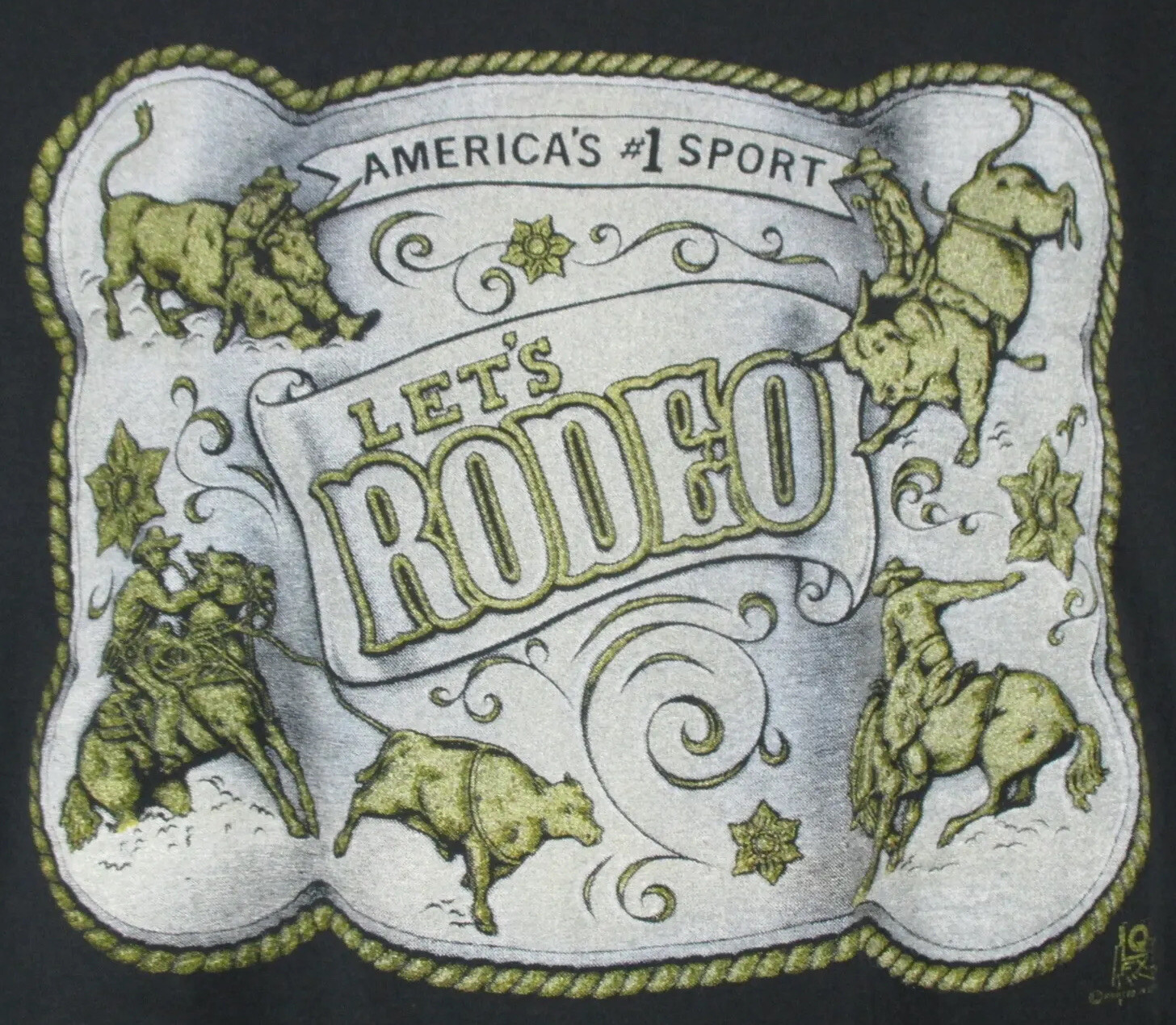 vintage 80s COWBOY RODEO PAPER THIN T-Shirt LARGE single stitch horse NOS